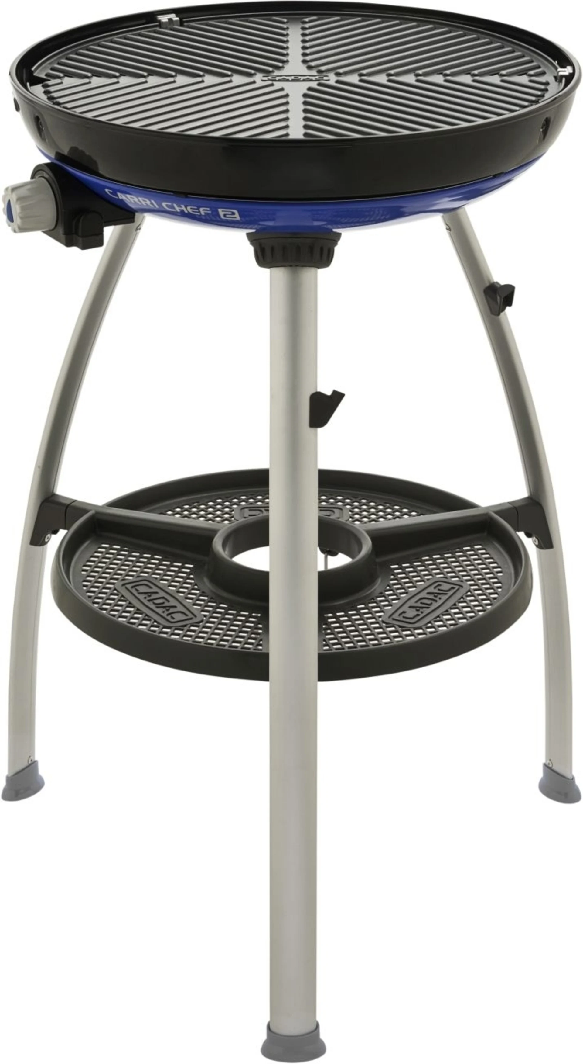 Cadac Gasgrill Carri Chef 50 mbar mit BBQ/Plancha, Topfständer und Deckel
