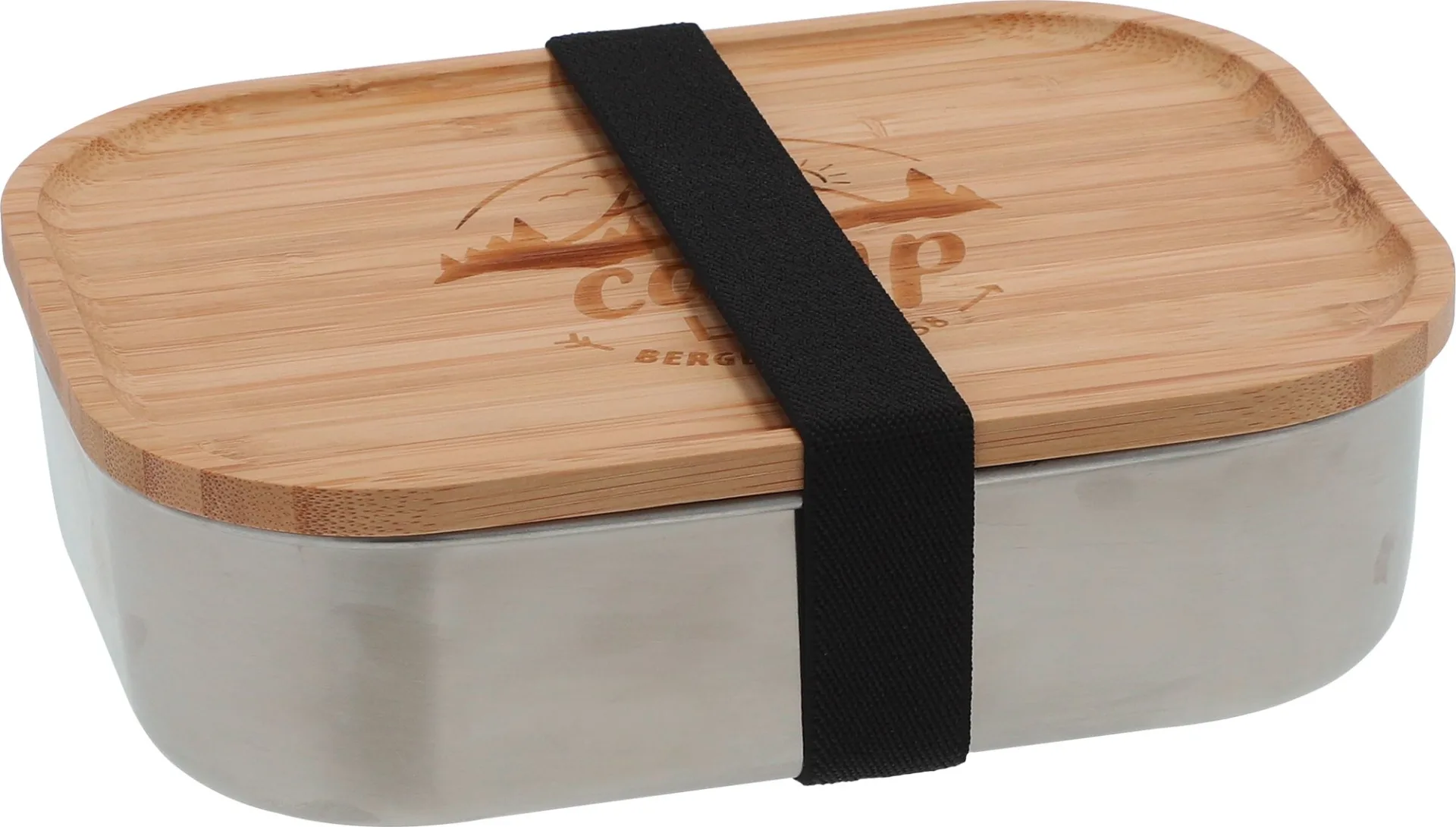 Camplife Edelstahldose mit Bambusdeckel und Gummiband 1400 ml
