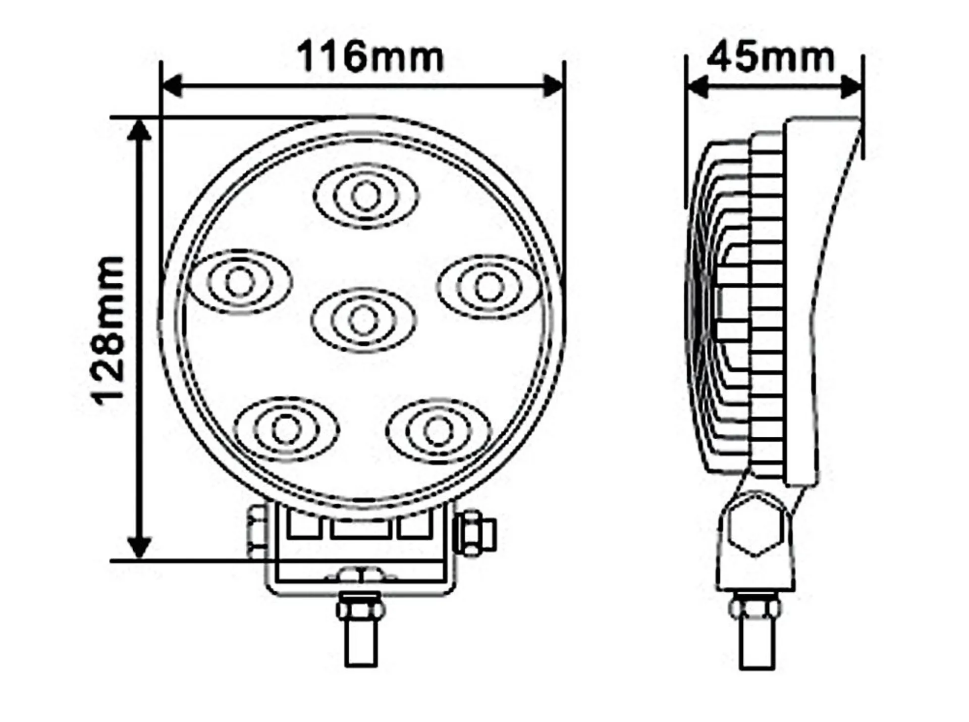 LED-Arbeitsscheinw. 12/24 V Breitstrahler blau ø 116 mm, 1380 Lumen, IP68, 10-30 V, 18W