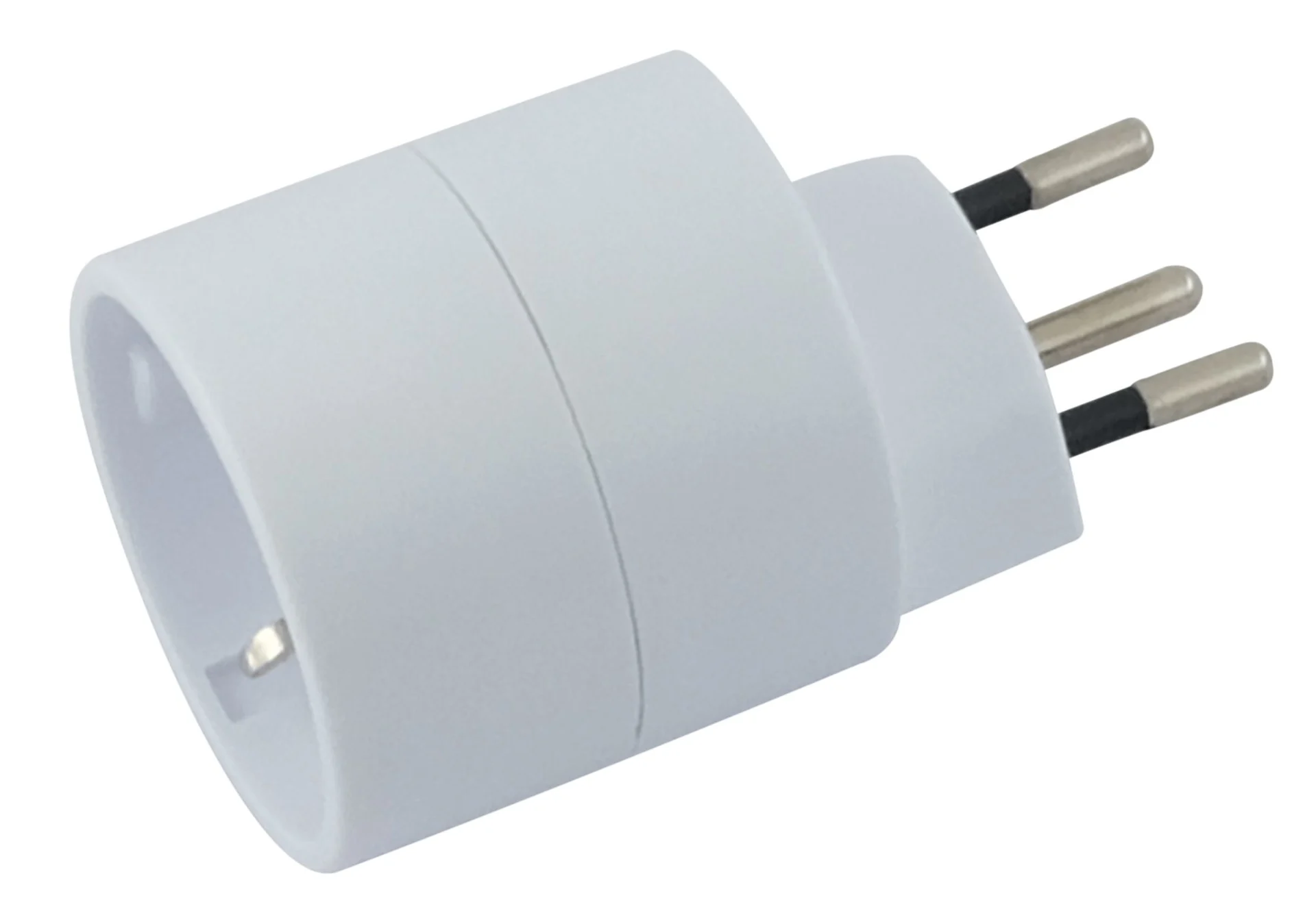 Reiseadapter asymmetrisch, Stecker Typ 12 / Dose Schuko von T12 CH auf Schuko