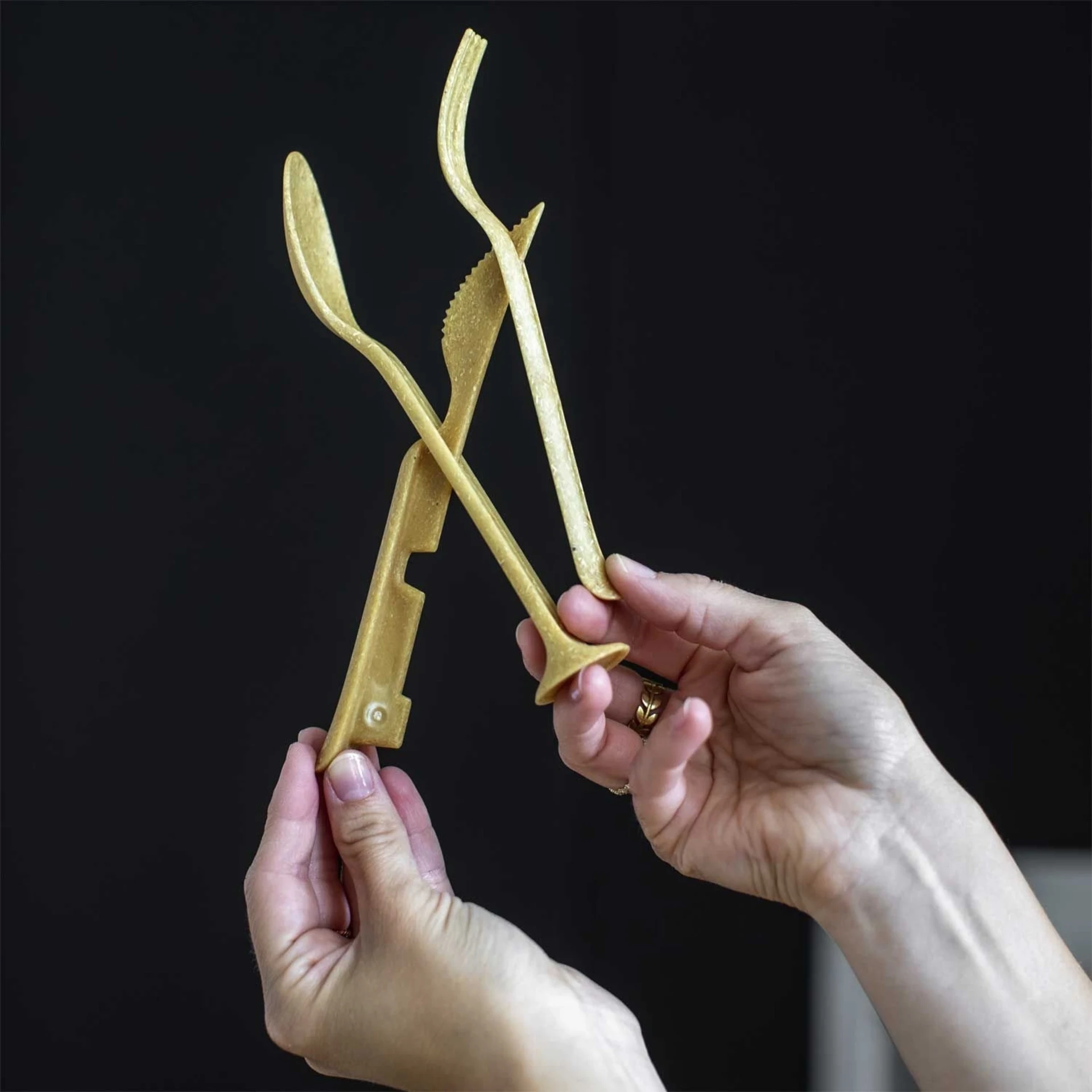 Koziol Klikk Pocket set de couverts 3 pièces bois