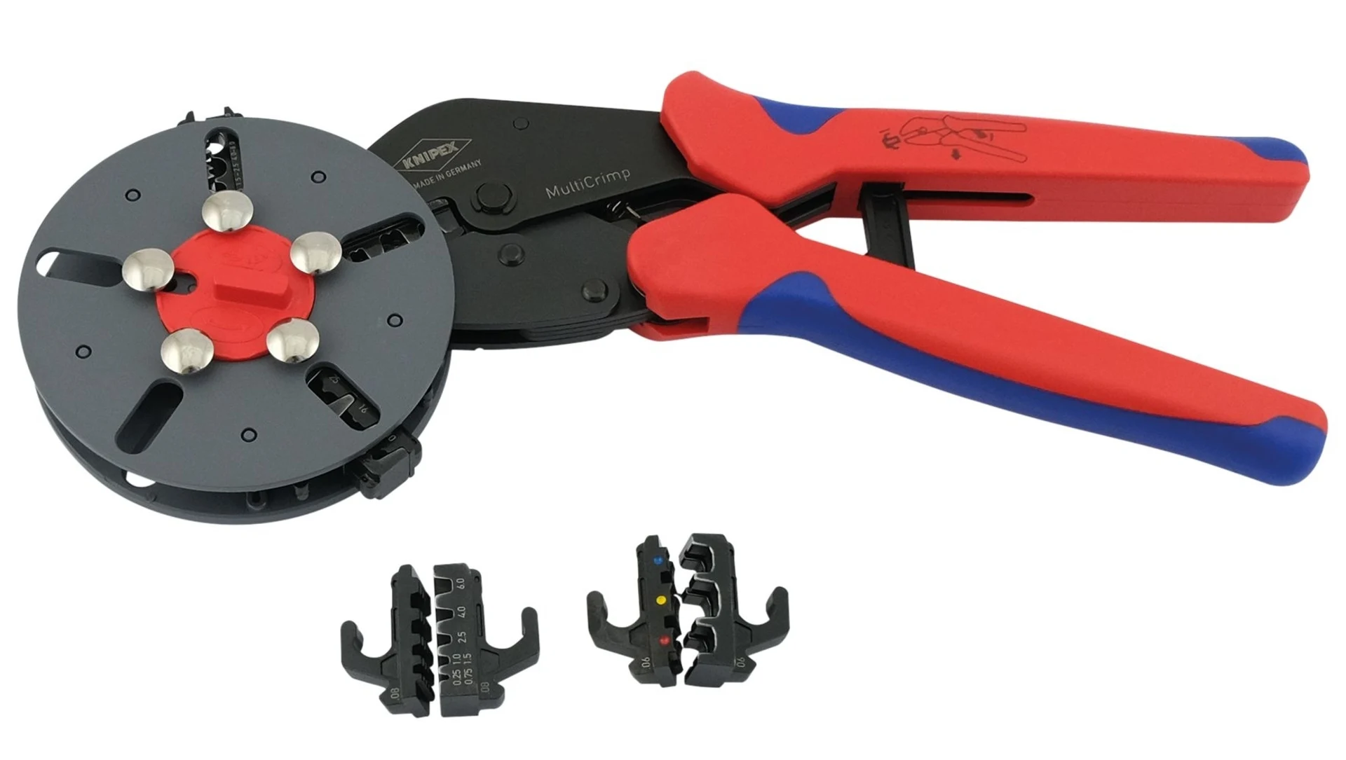 Knipex MultiCrimp, Crimpzange mit Wechselmagazin 5 Wechseleinsätze im Lieferumfang Knipex MultiCrimp, Crimpzange mit Wechselmagazin 5 Wechseleinsätze im Lieferumfang