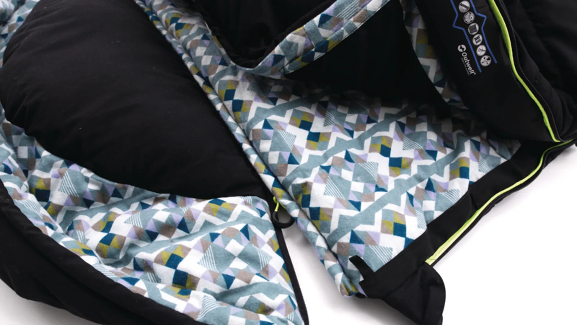 Deckenschlafsack Camper Lux, schwarz/innen gemuste