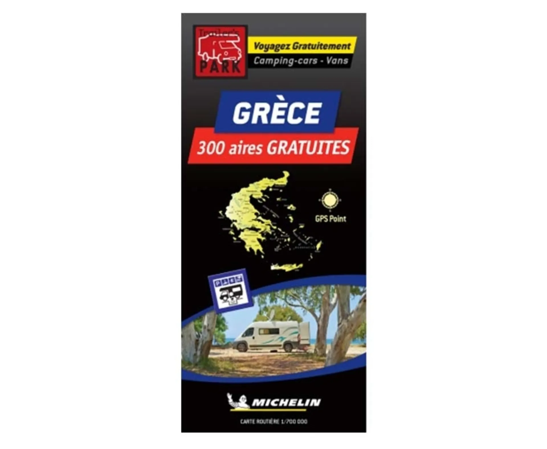 Carte Michelin des emplacements et des routes avec des emplacements gratuits en Grèce