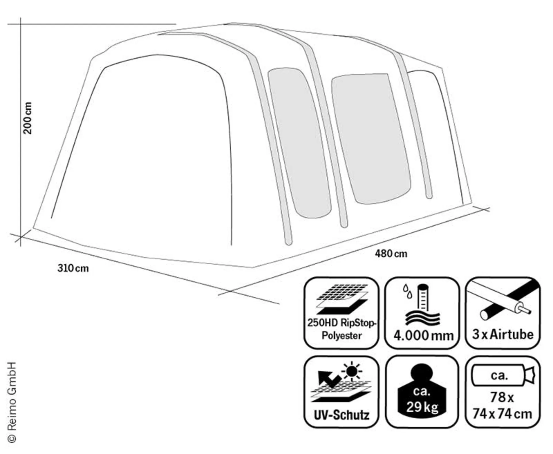 Outdoor Revolution Movelite 3 Vario Busvorzelt - Anbauhöhe 180-240cm, B310xT480cm Outdoor Revolution Movelite 3 Vario Busvorzelt - Anbauhöhe 180-240cm, B310xT480cm