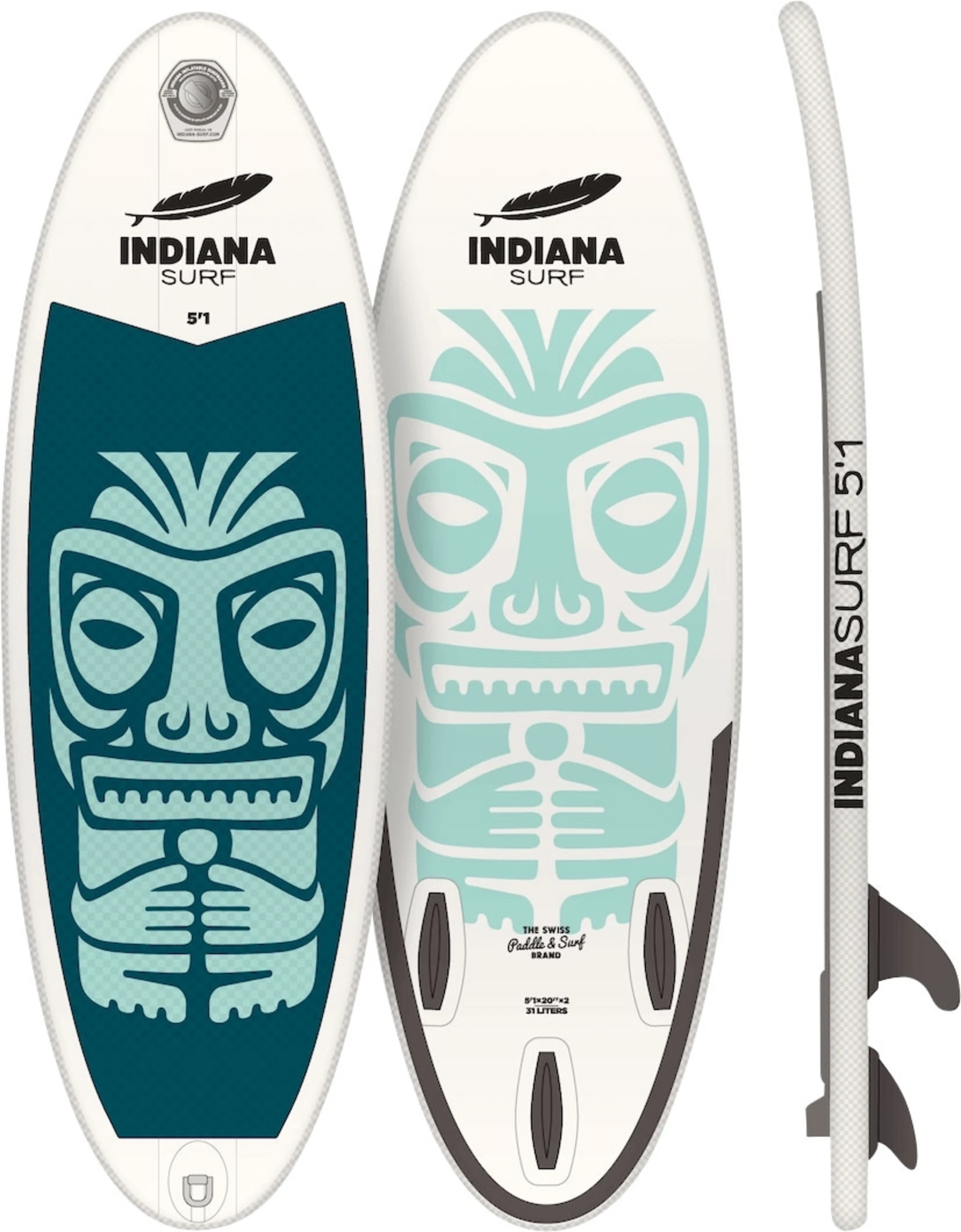 Indiana 5'1 Surf Inflatable aufblasbares Surfboard inkl. Luftpumpe