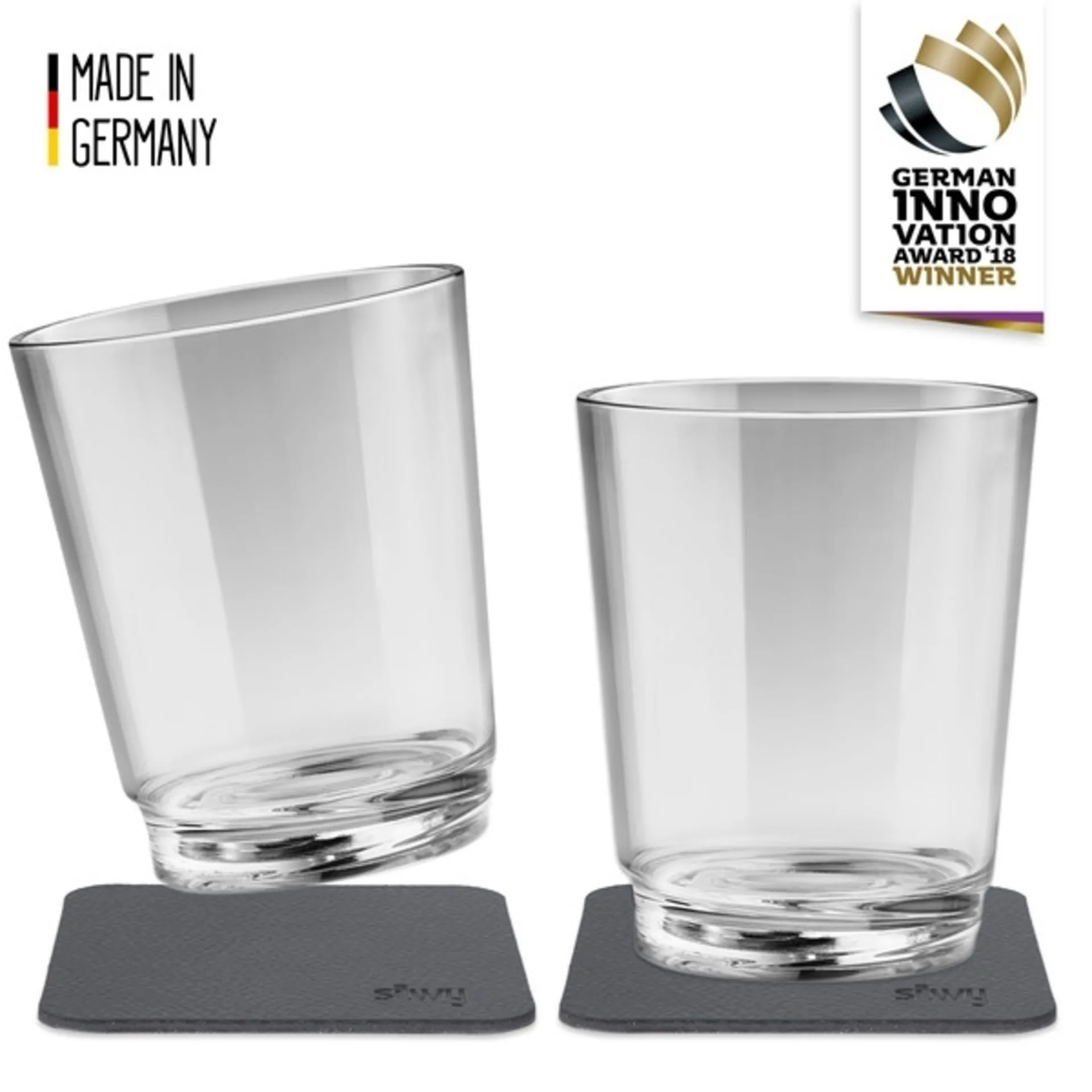 silwy® Tritan-Magnetgläser mit Untersetzer 2er Set (250 ml) Classic
