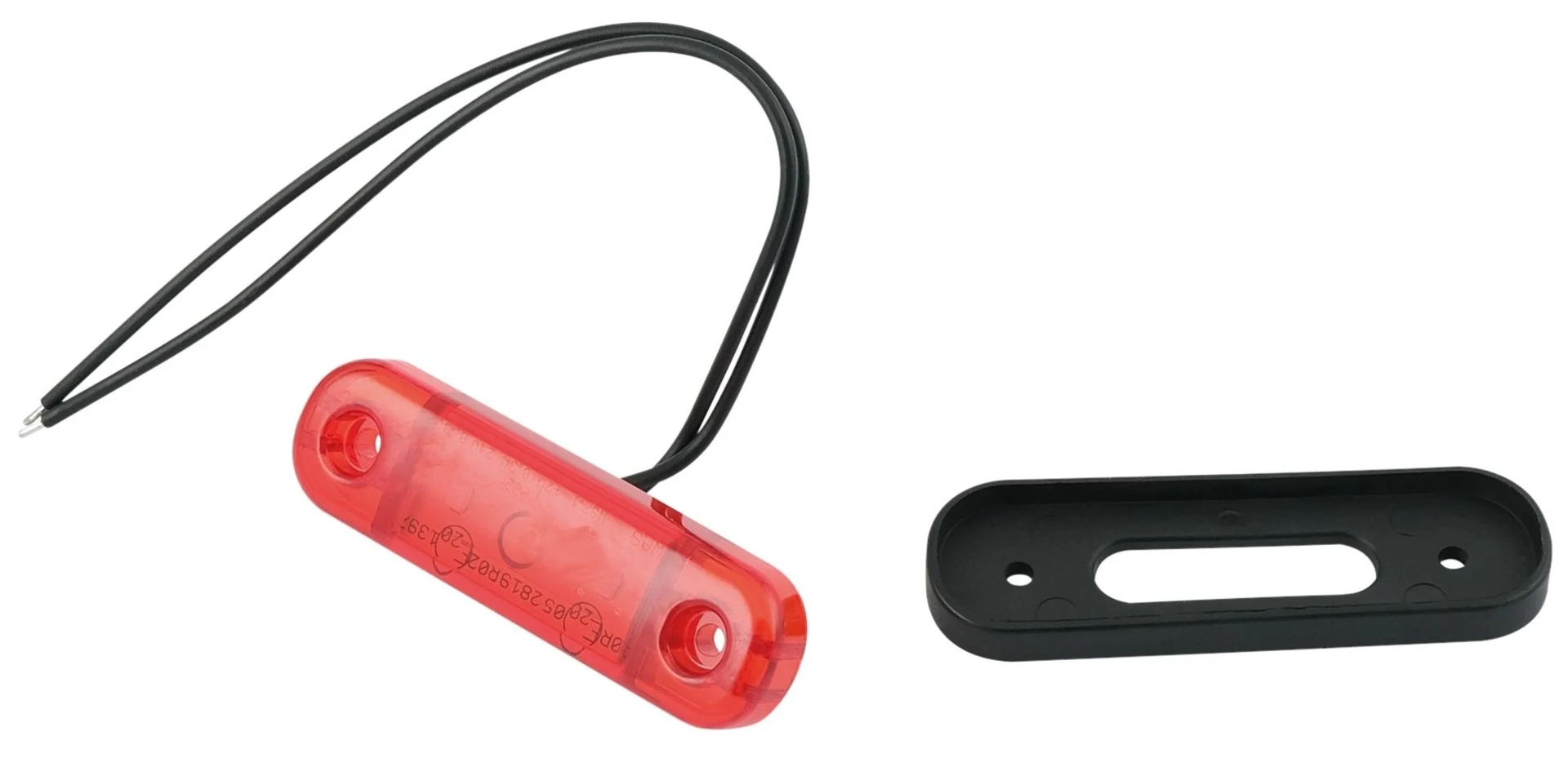 WAS - LED-Positionsleuchte 12/24 V rot 84 x 24 mm, Kabel 200 mm, mit Gummiunterlage