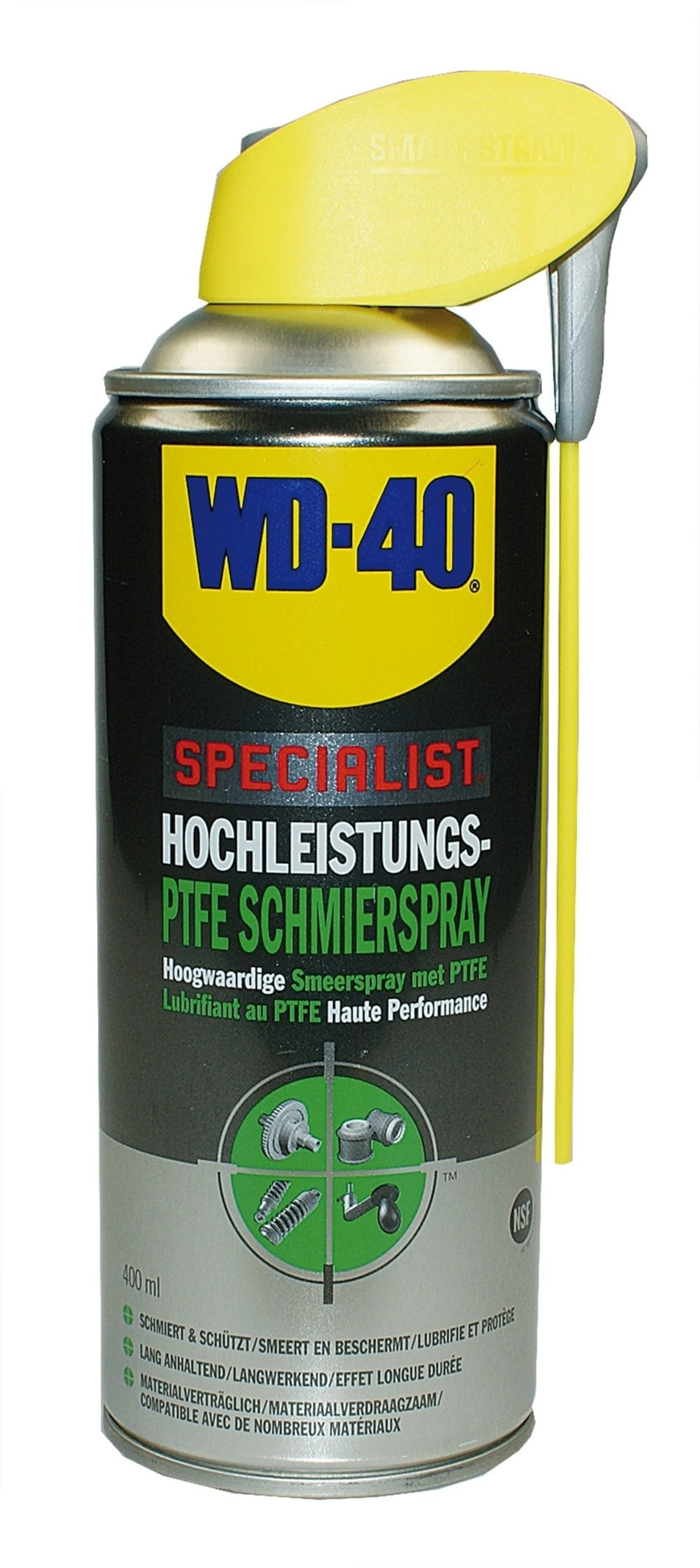 WD-40 PTFE-Schmierspray 49396 mit Doppelsprühsystem (Smart Straw)