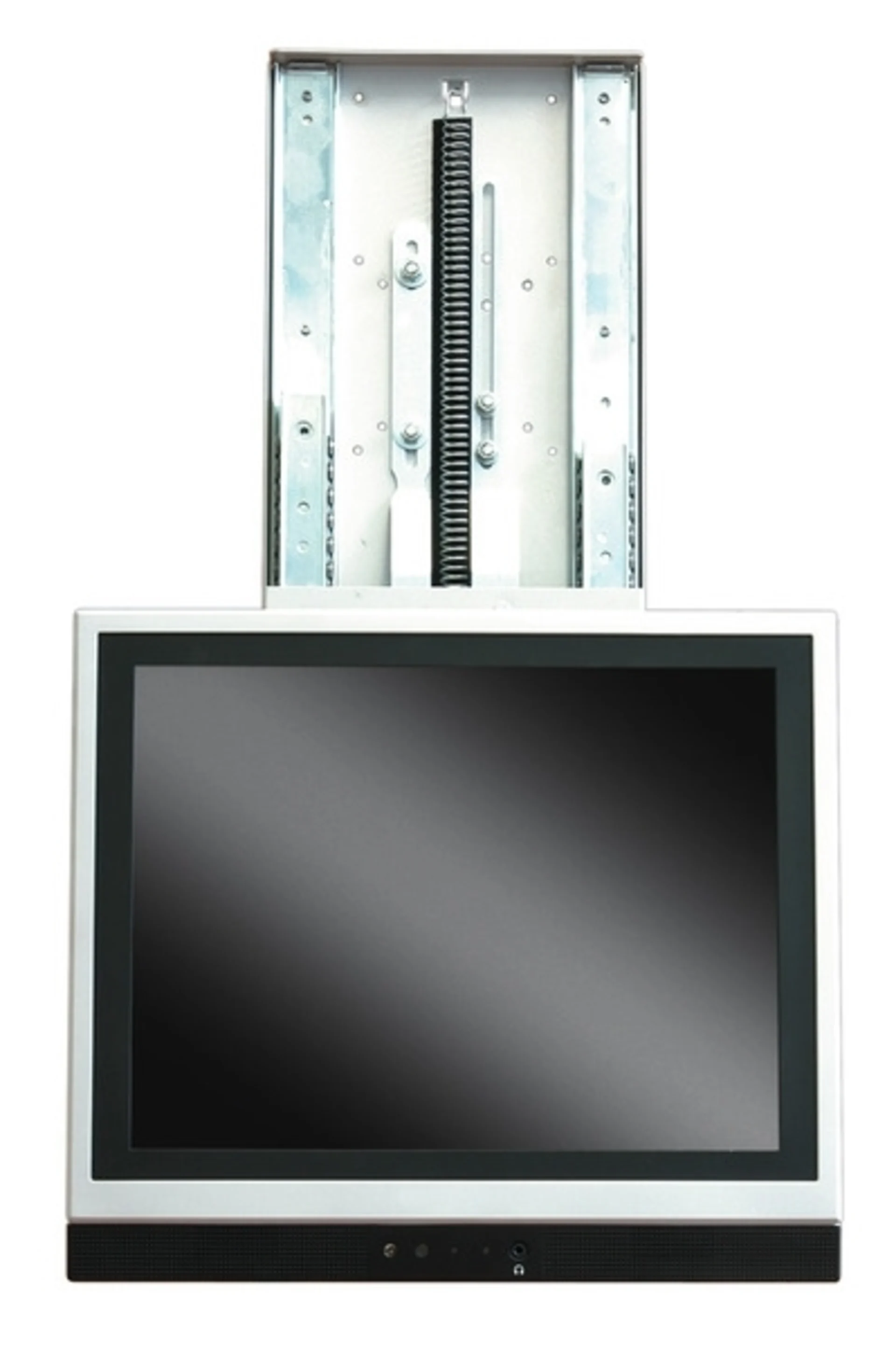 Support TV extensible en argent avec fonction de rotation et de blocage