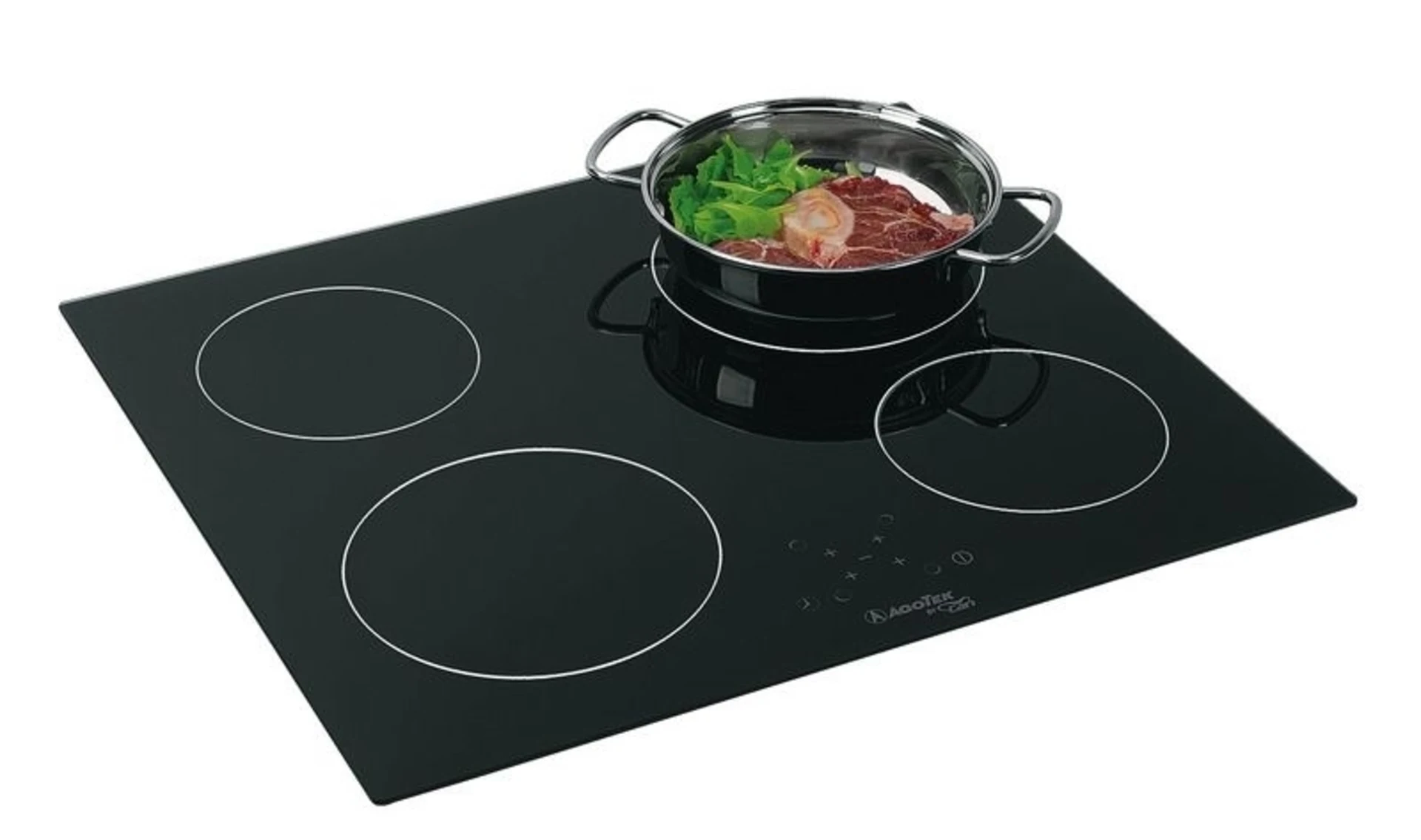 Vierplatten Glaskeramik-Kochfeld mit 1200W, 1700W und 1800W