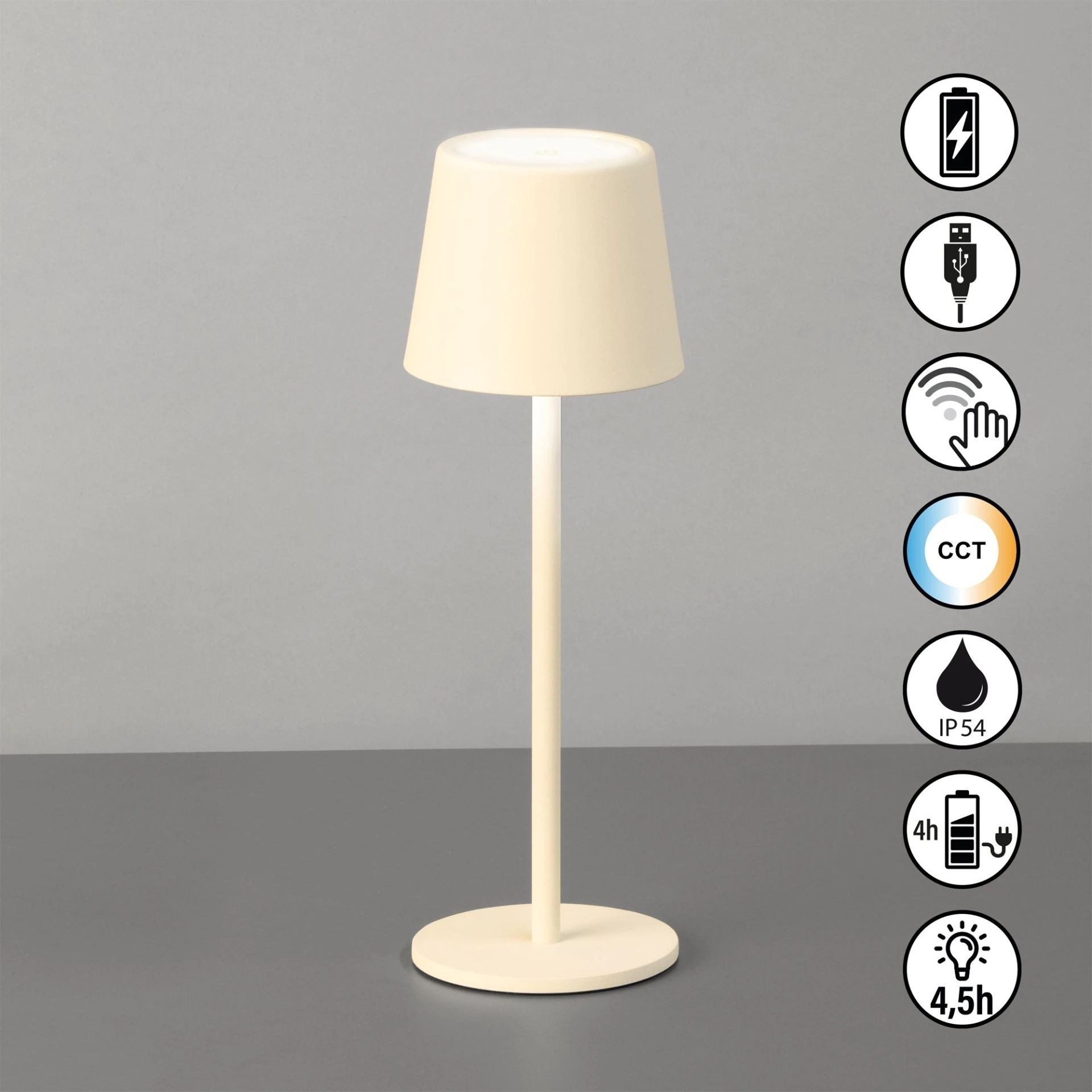 Lampe de table sans fil Easy Roxi, beige sable