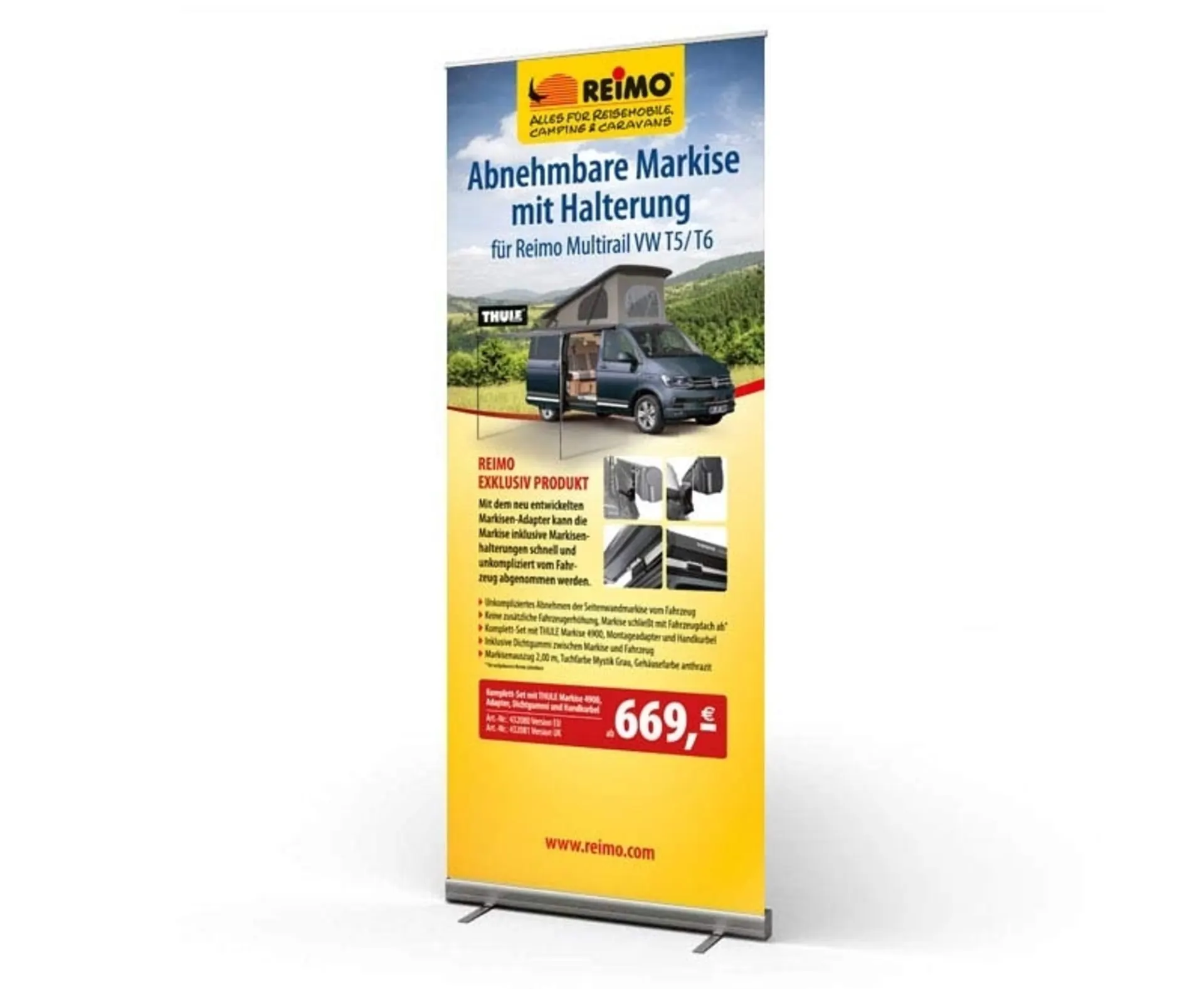 Adaptateur de bannière Rollup pour Thule T5 Multirail