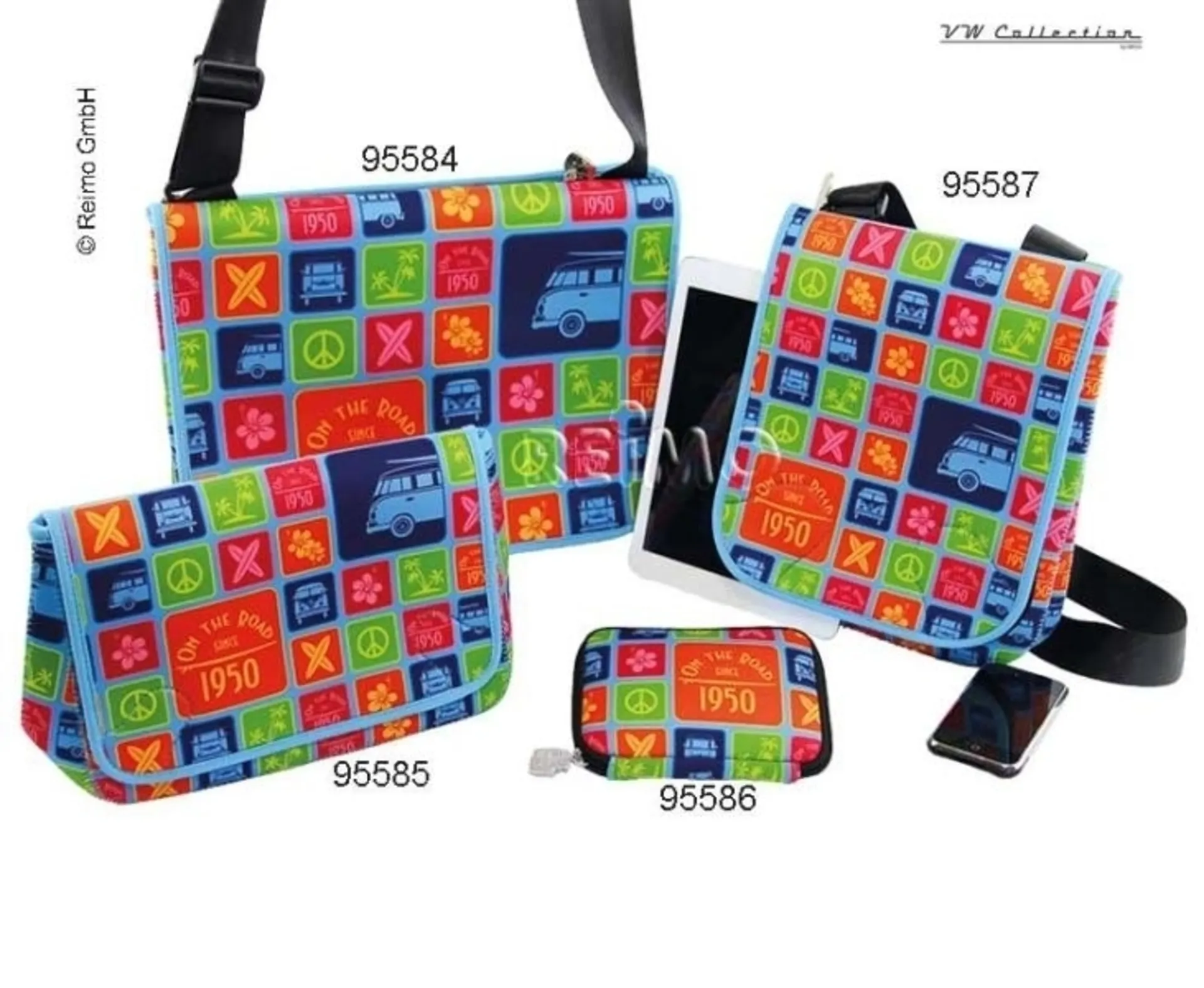 VW Collection Sac à bandoulière en néoprène, petit, haut et coloré, 28x23x6cm VW Collection Sac à bandoulière en néoprène, petit, haut et coloré, 28x23x6cm