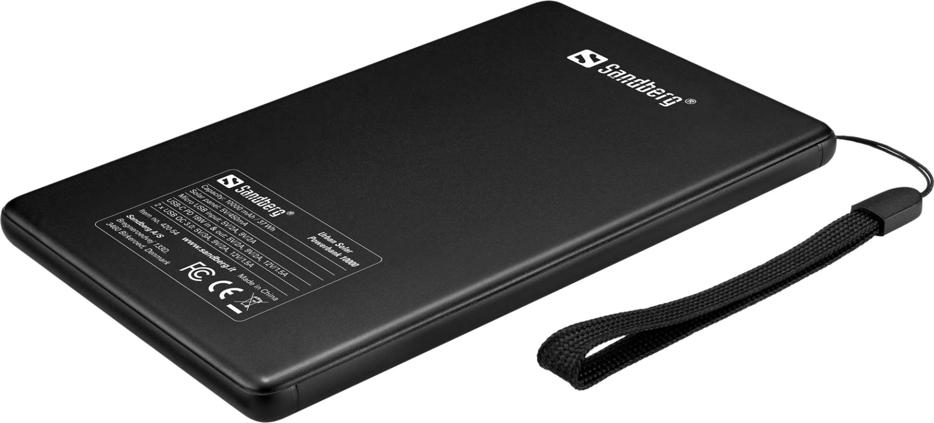 Sandberg 420-54 Urban Solar Powerbank noir 10 000 mAh Sandberg 420-54 Urban Solar Powerbank noir 10 000 mAh