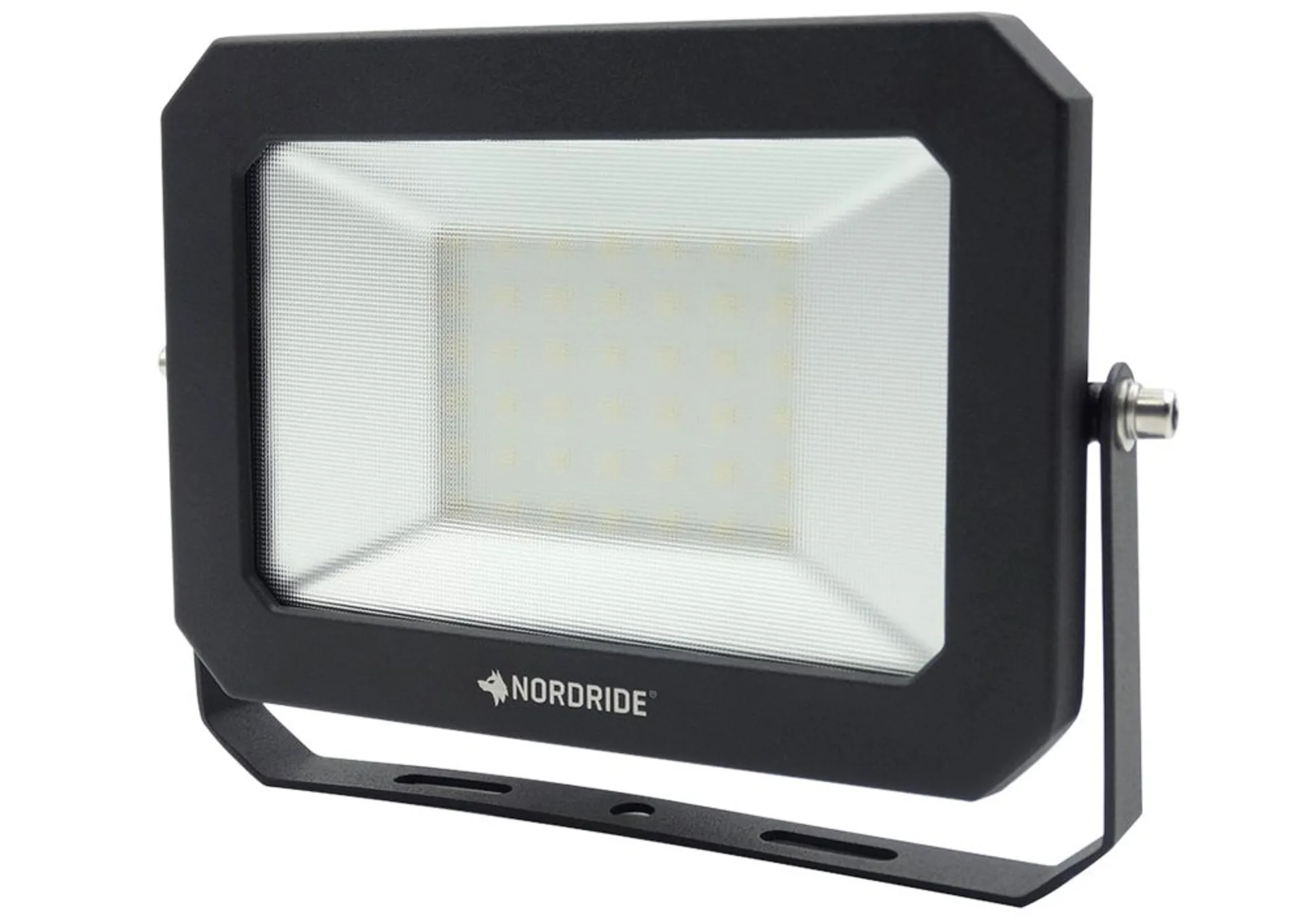 Kompakter 230 V LED-Strahler 10 W mit Halter 155 × 93 × 30 mm, 1’100 lm, neutralweiss 5'000 K, IP65