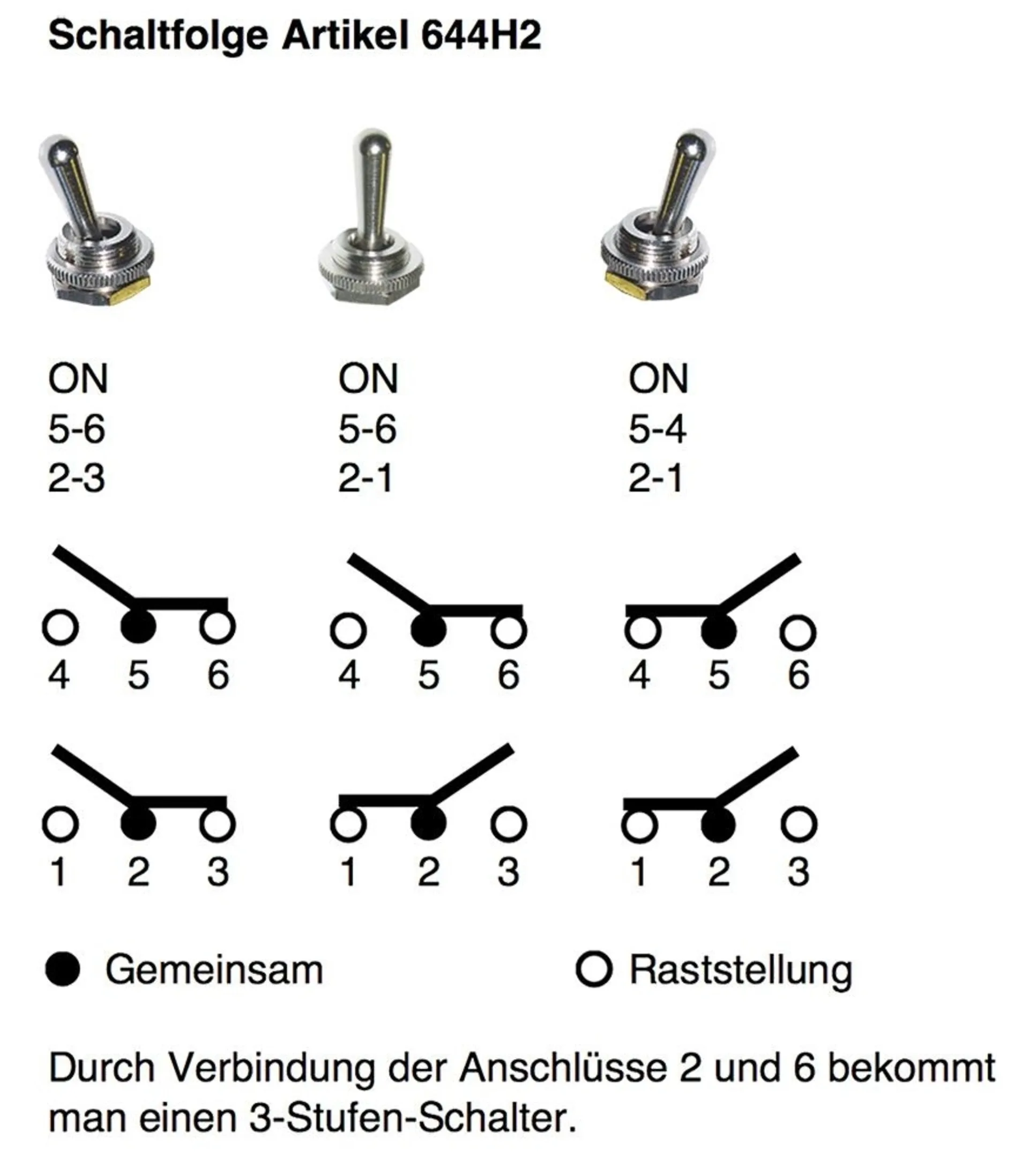 Kippschalter Metallhebel on-on-on 15A 1 - 2 - 3 12V-15A 24V-10A ø12mm 6,3mm