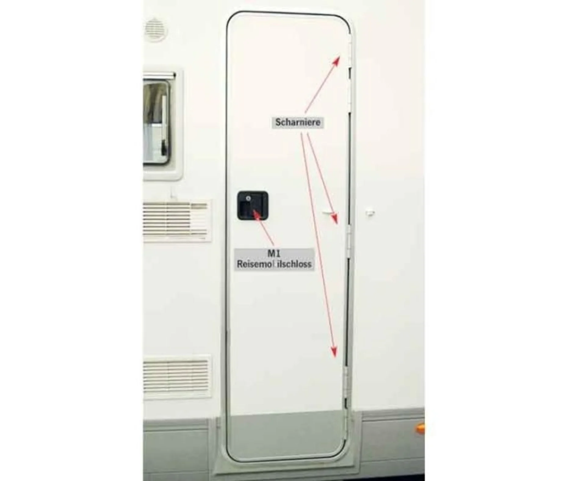 Caravantür System 2000 weiss inkl, Caravanschloss, 1700x525mm