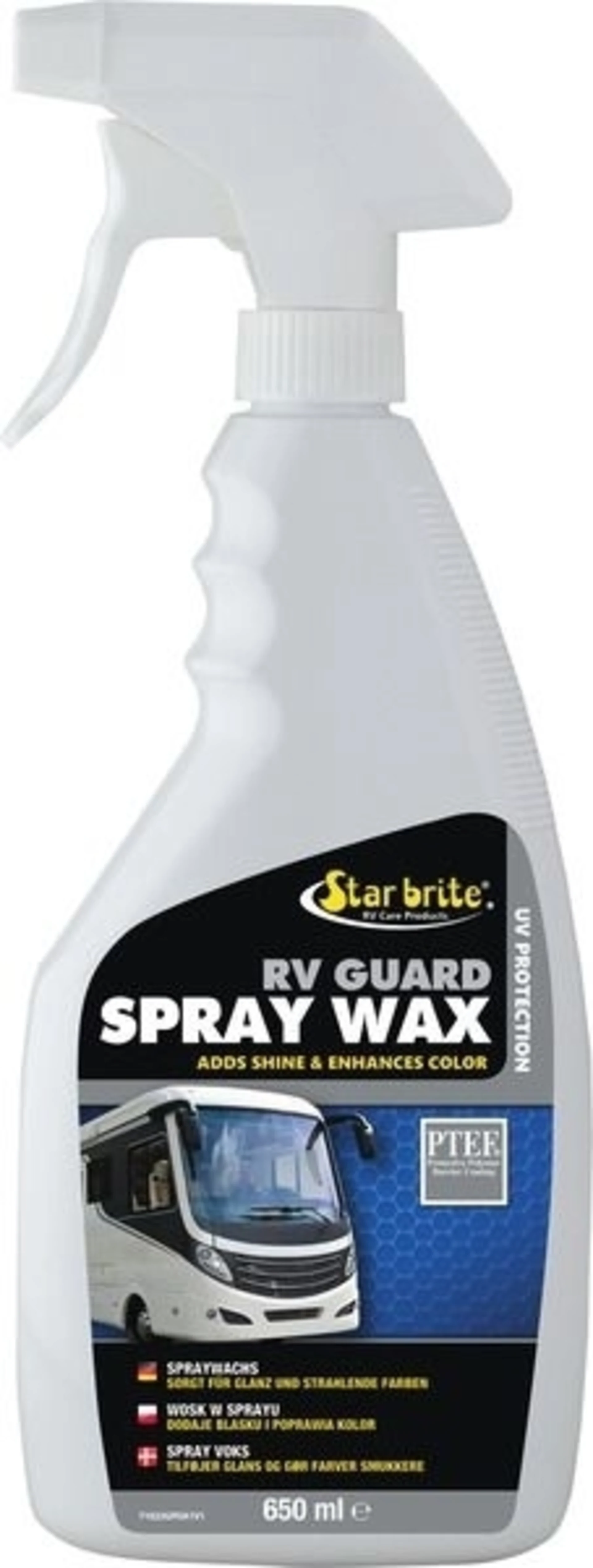 Premium Spray Wachs mit PTEF für Deutschland, Grossbritannien und Dänemark und Star Brite Reinigung für Reisemobil und Caravan