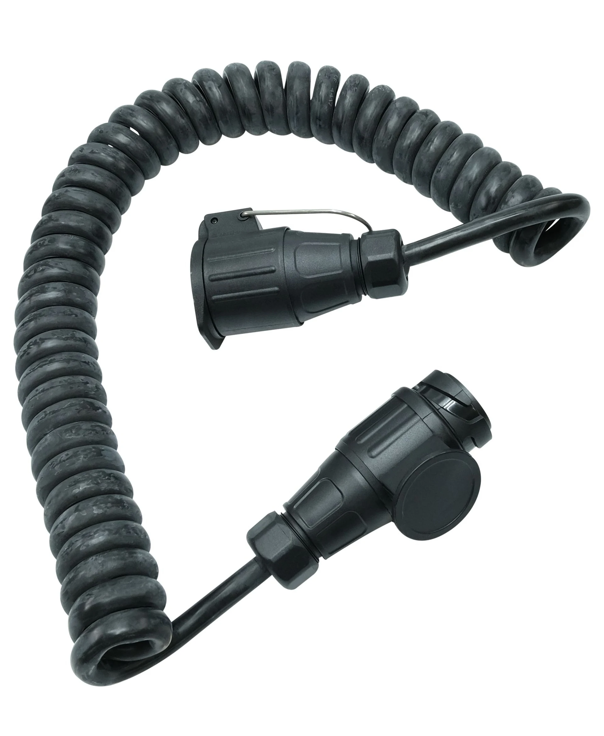 Spiralkabel-Verlängerung 4.5 m mit 13-pol Stecker + Dose 3.0 m Arbeitslänge, alle PIN belegt Spiralkabel-Verlängerung 4.5 m mit 13-pol Stecker + Dose 3.0 m Arbeitslänge, alle PIN belegt