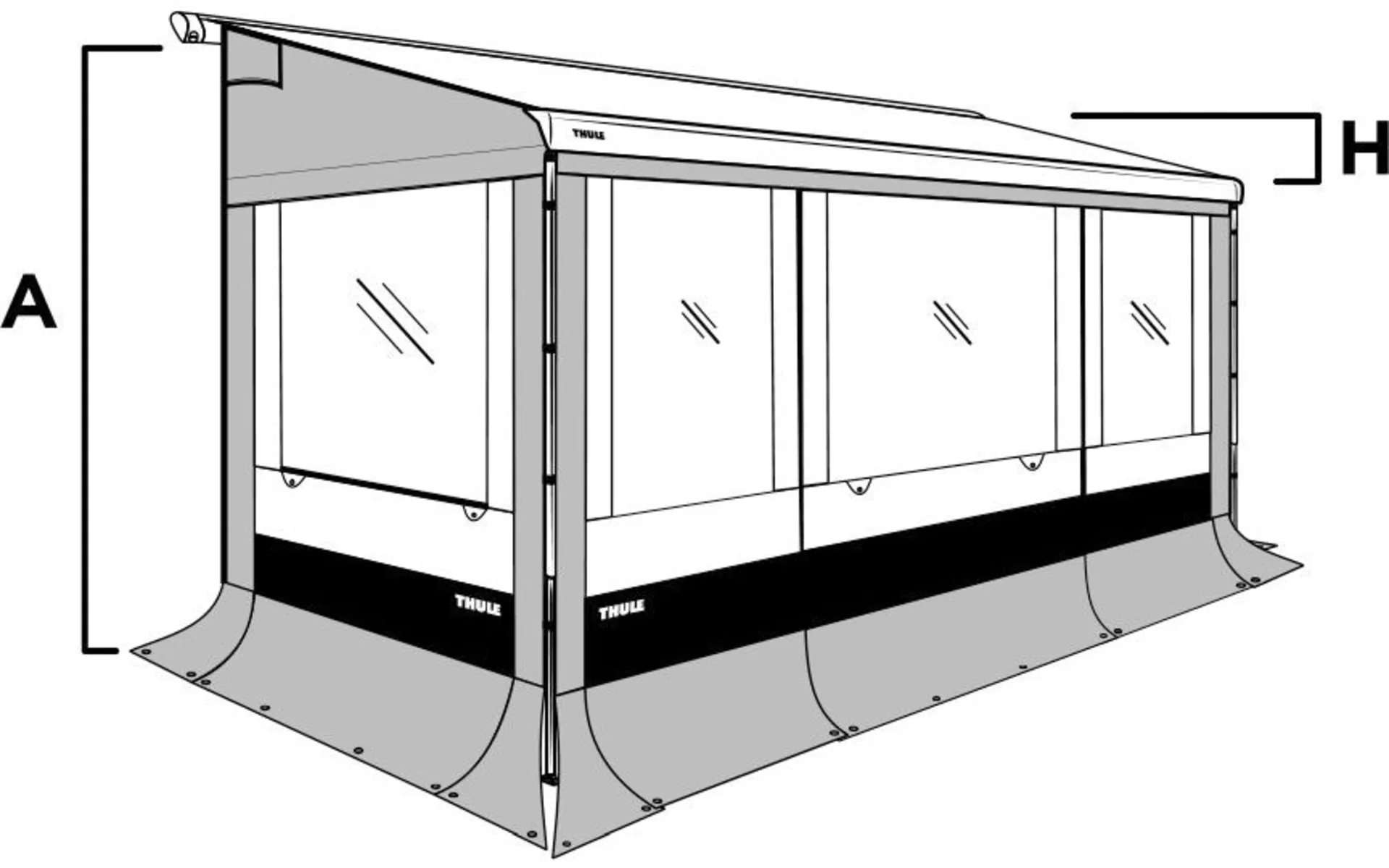 Thule Safari Residence G3 5200 / 5003 Seitenwand Set 3 teilig 260 - 274 cm