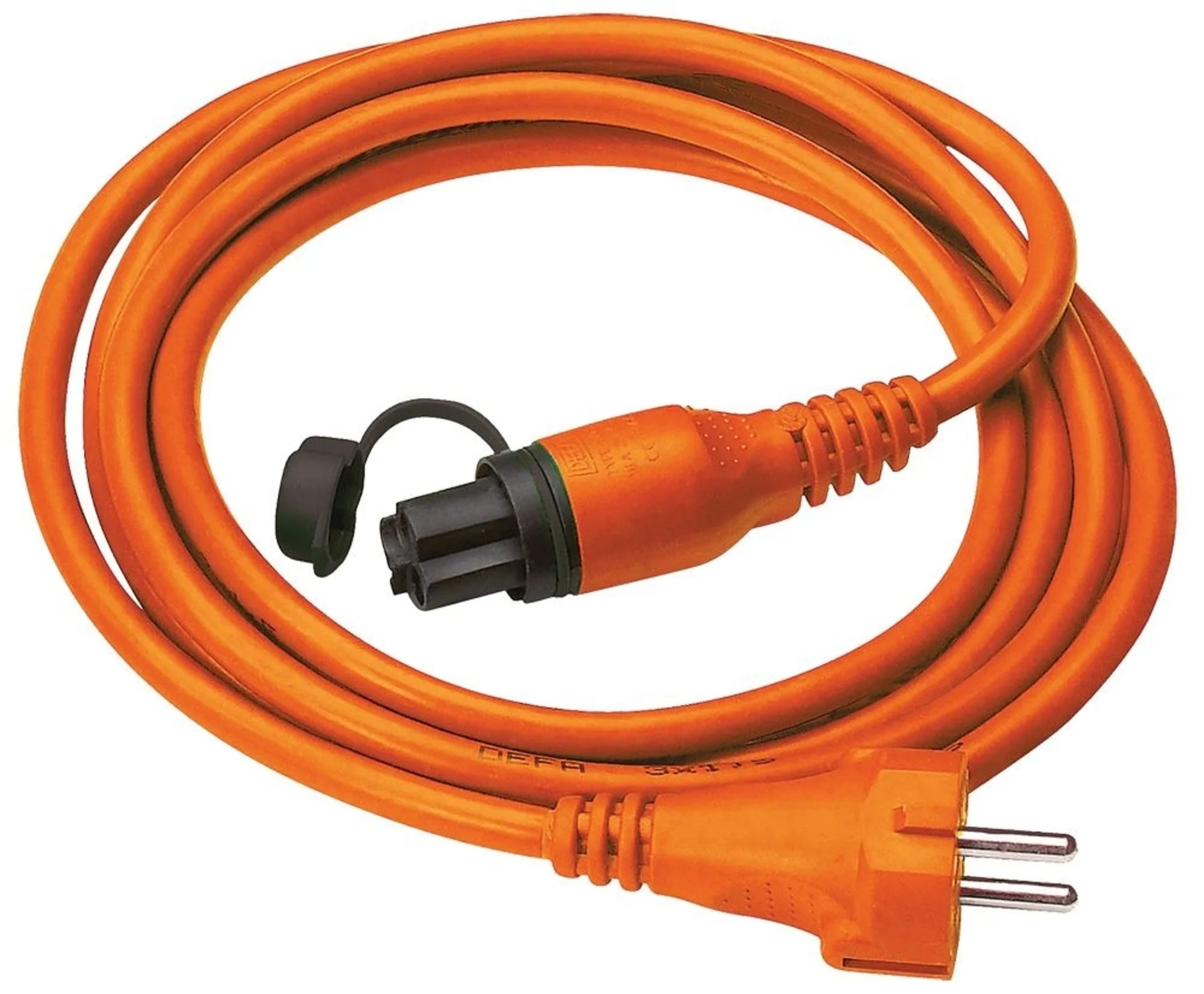 DEFA - 230 VAC MiniPlug Anschlusskabel 2.5 m flexible Ausführung, ext. Netzanschlusskabel, orange