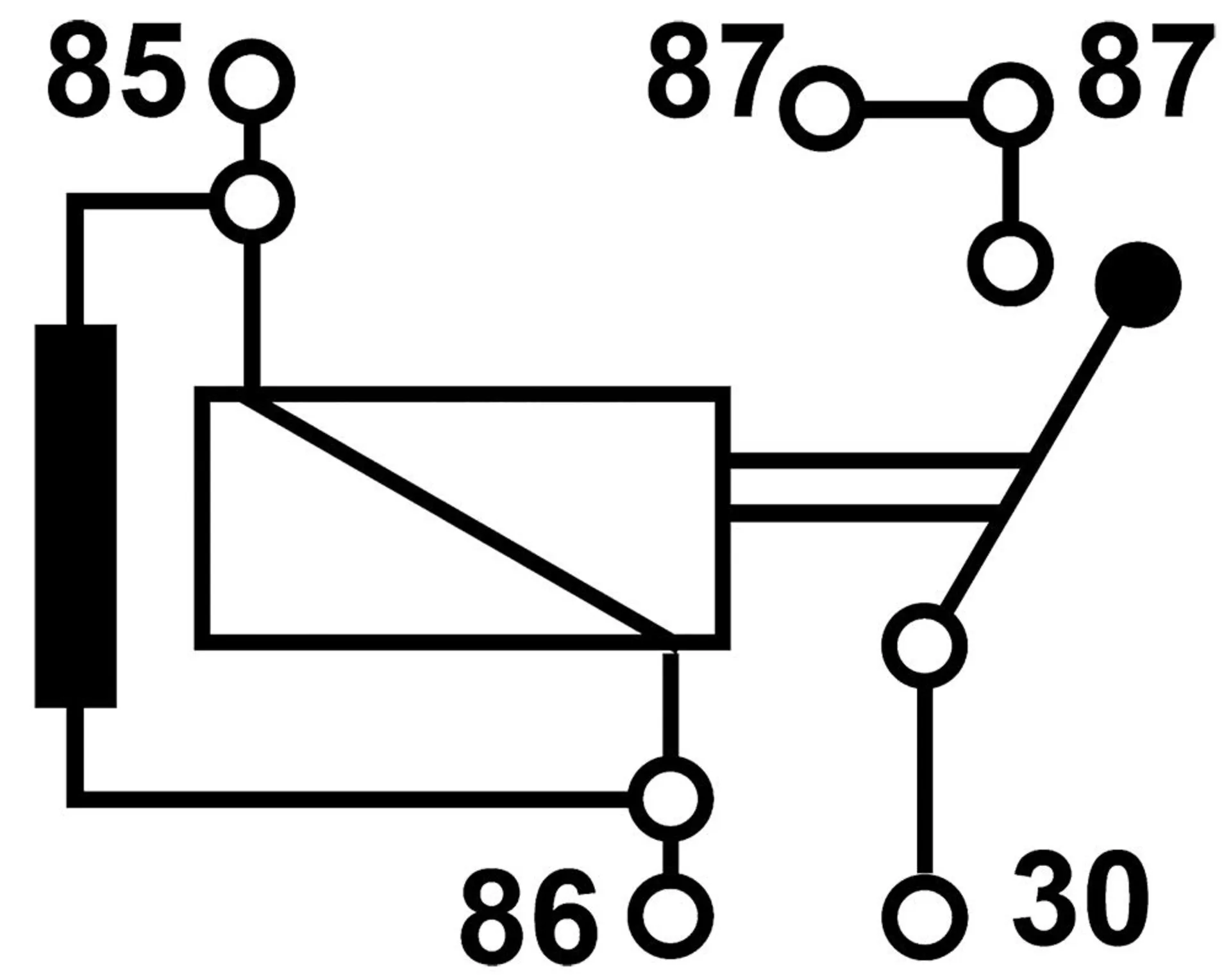 Mini-Relais 12V 40A, 0-1, 2x87, mit Widerstand 0 - 1 / 12V 40A