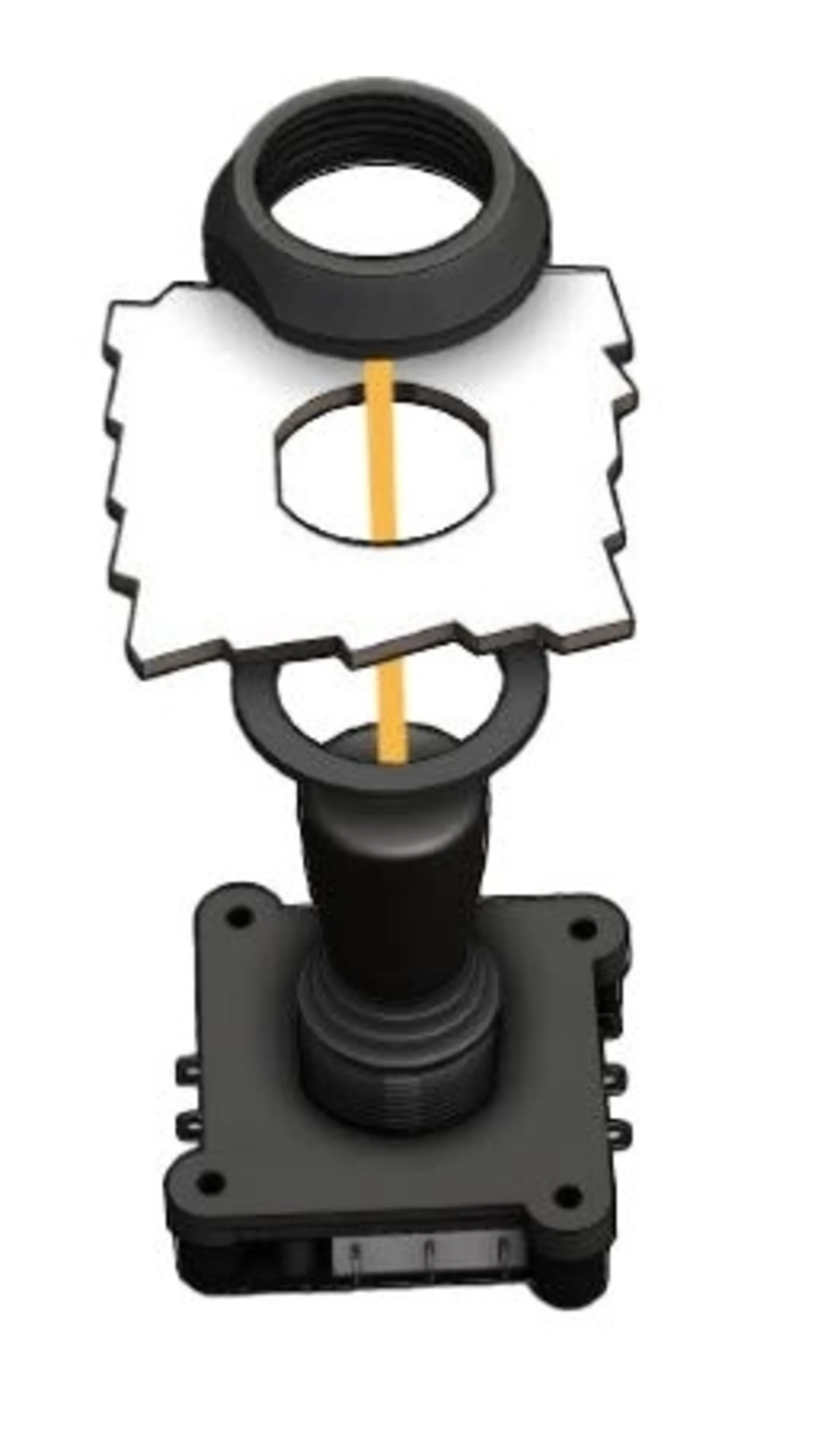 4-Wege Joystick mit Drucktaster 12/24 V 44 x 44 x 78 mm / 4 Richtungen / 1 Taster / Einbau