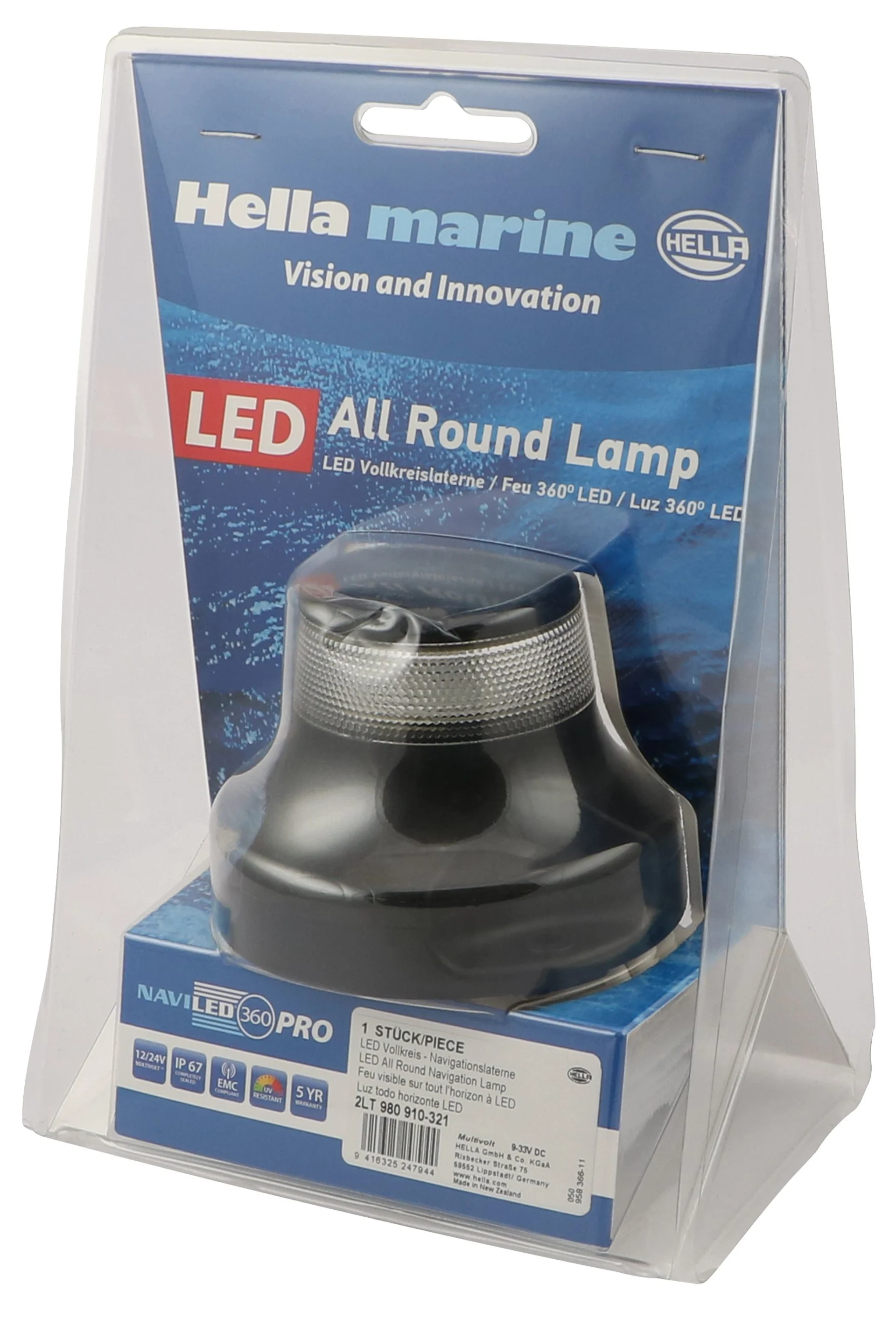Lanterne cercle complet Hella NaviLED 360 12/24 V vert, montage en saillie