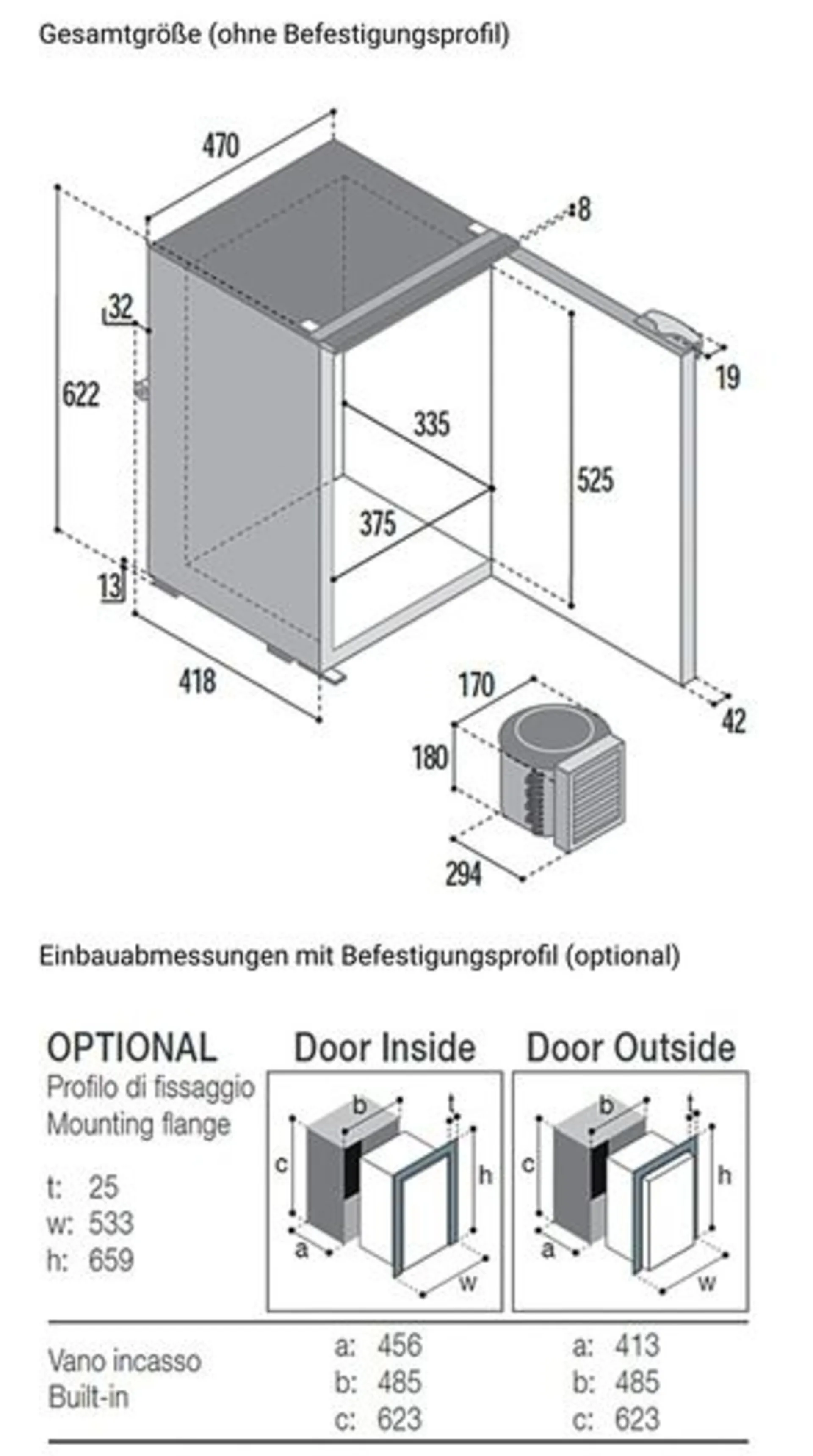Vitrifrigo Kompressor-Kühlschrank - Grau, 75 Liter