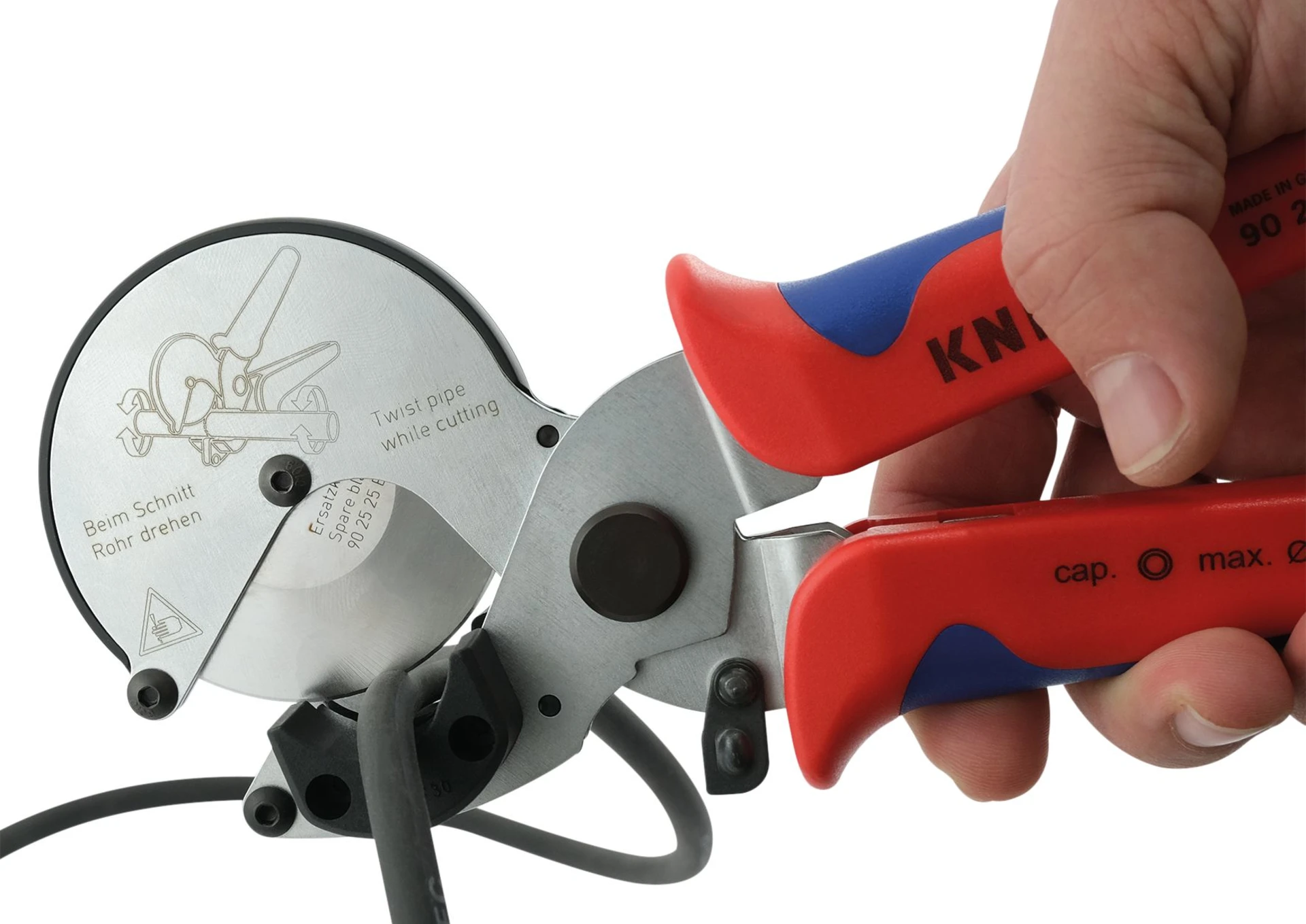 Knipex Kabel- und Rohrschneider für Kabel, Verbund- und Kunststoffrohre bis Ø 26 mm, auch für Wellrohre, Benzinschläuche etc. geeignet