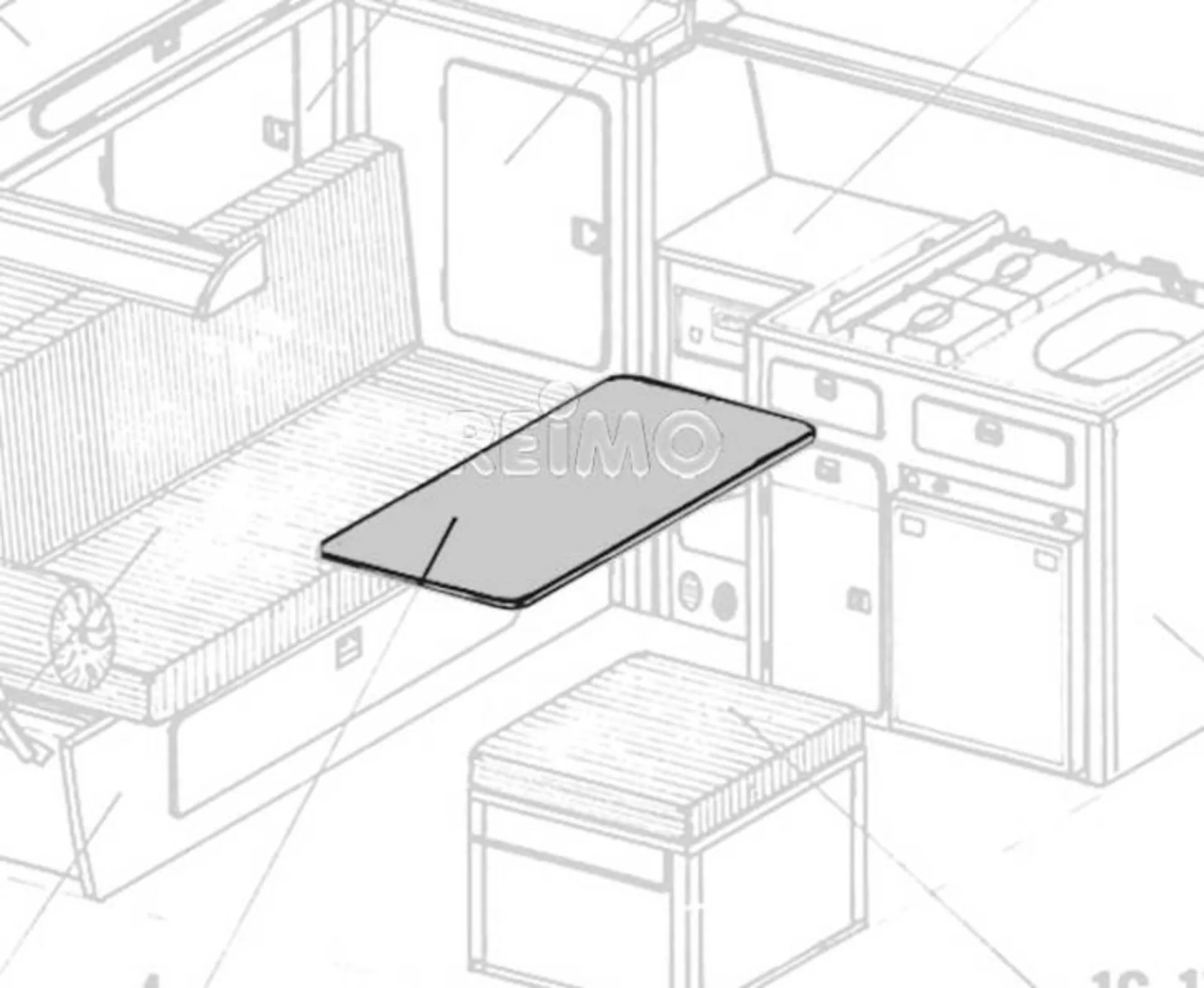 VW T3 Schwenktisch als Bausatz - Granitto Schichtstoff VW T3 Schwenktisch als Bausatz - Granitto Schichtstoff