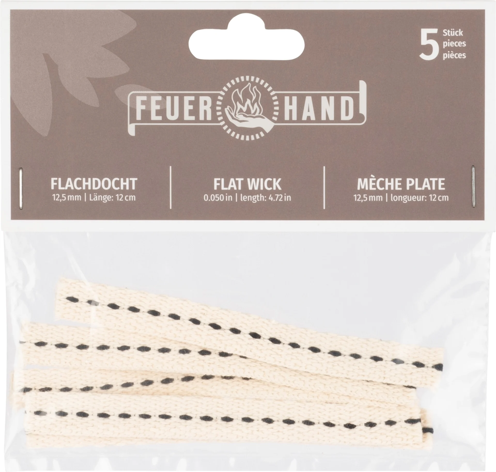 Feuerhand Flachdocht 12,5 mm x 12 cm (5 Stk)