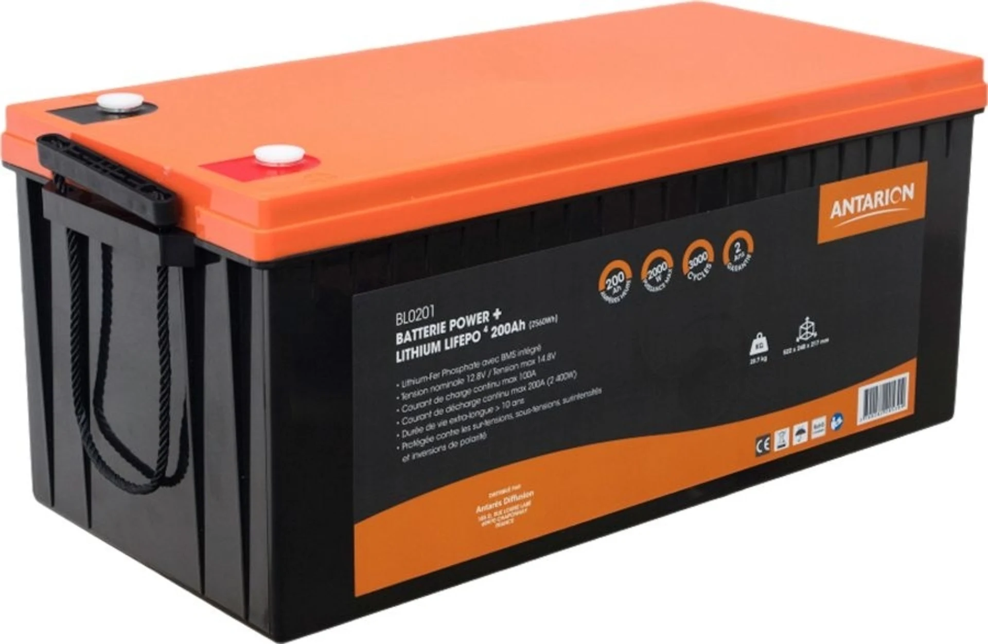 Batterie au lithium Antarion 12,8 V 200 Ah