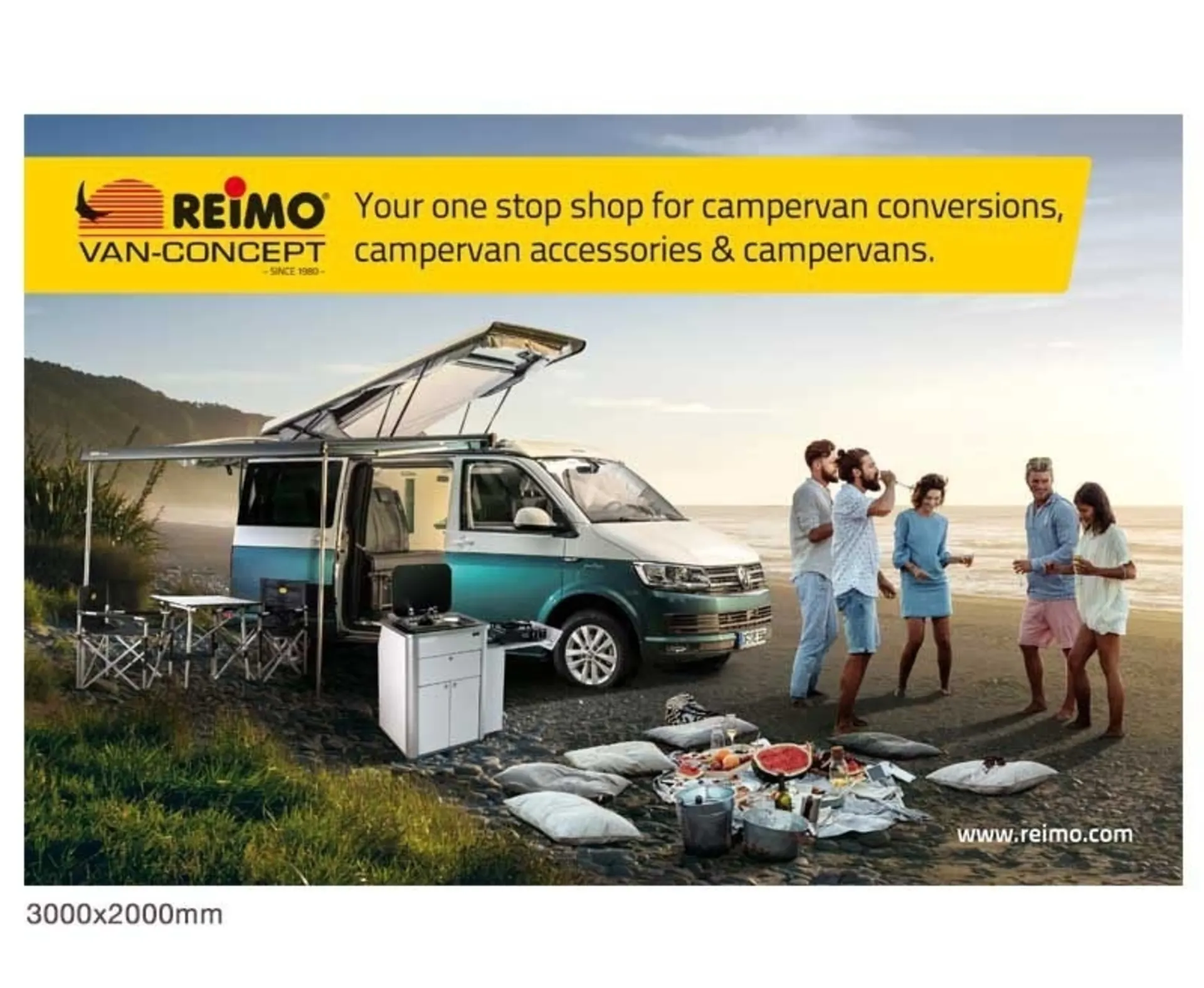 VanConcept Indoor-Banner aus Mesh-Gewebe, Grösse 3000x2000mm mit Ösen alle 50cm