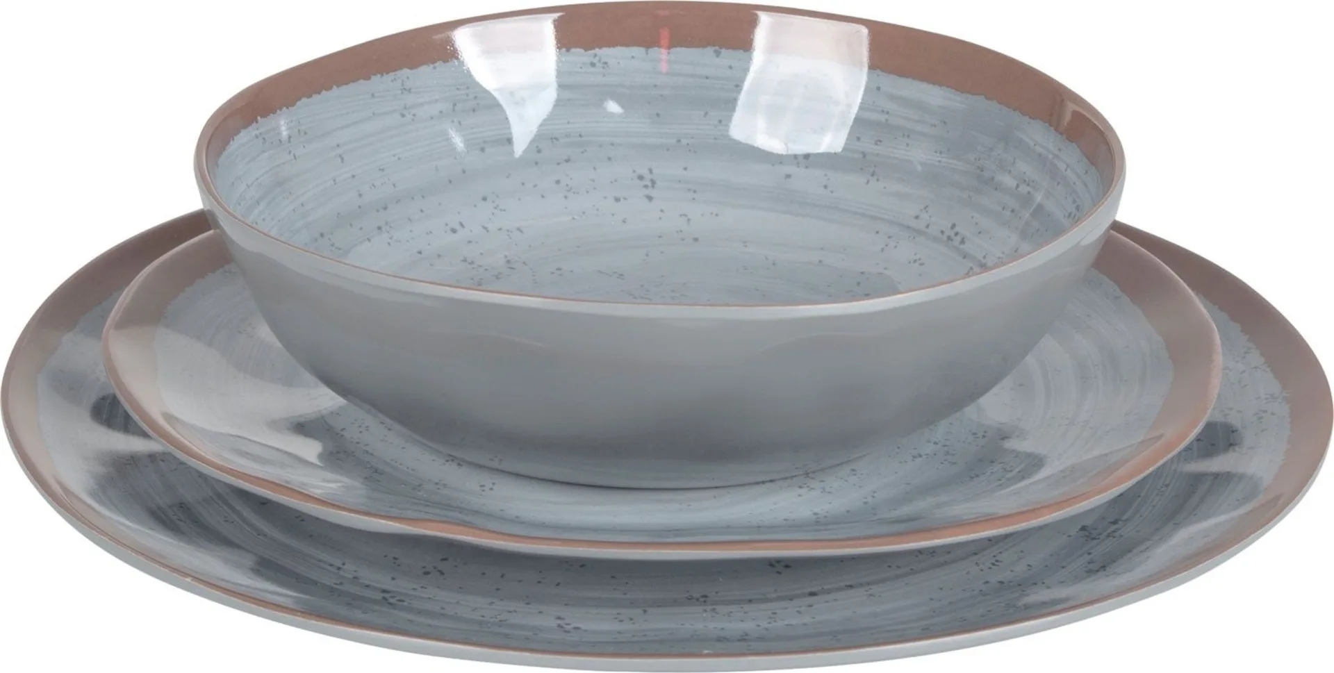 Bo-Camp Halo Geschirr-Set Melamin 12-tlg. Grau / Braun