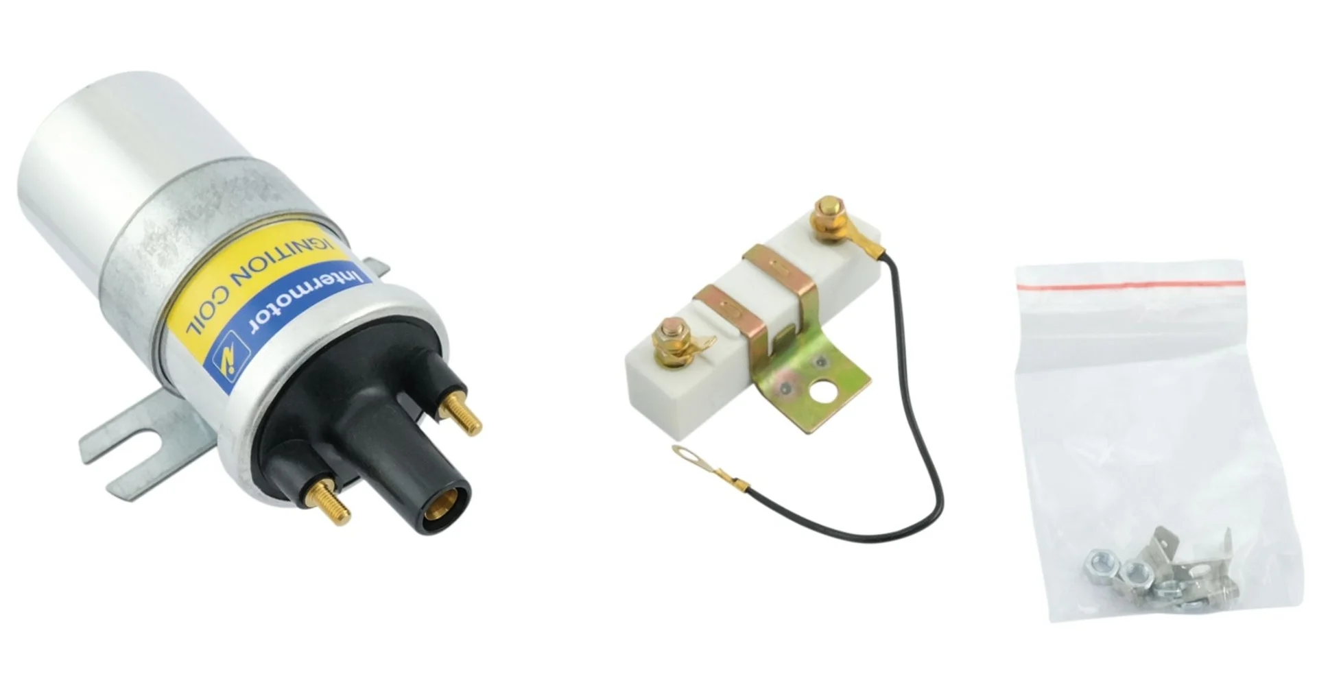 Bobine d'allumage haute performance avec résistance 12 V, universelle, pour systèmes d'allumage avec résistance série de 1,8 ohms Bobine d'allumage haute performance avec résistance 12 V, universelle, pour systèmes d'allumage avec résistance série de 1,8 ohms