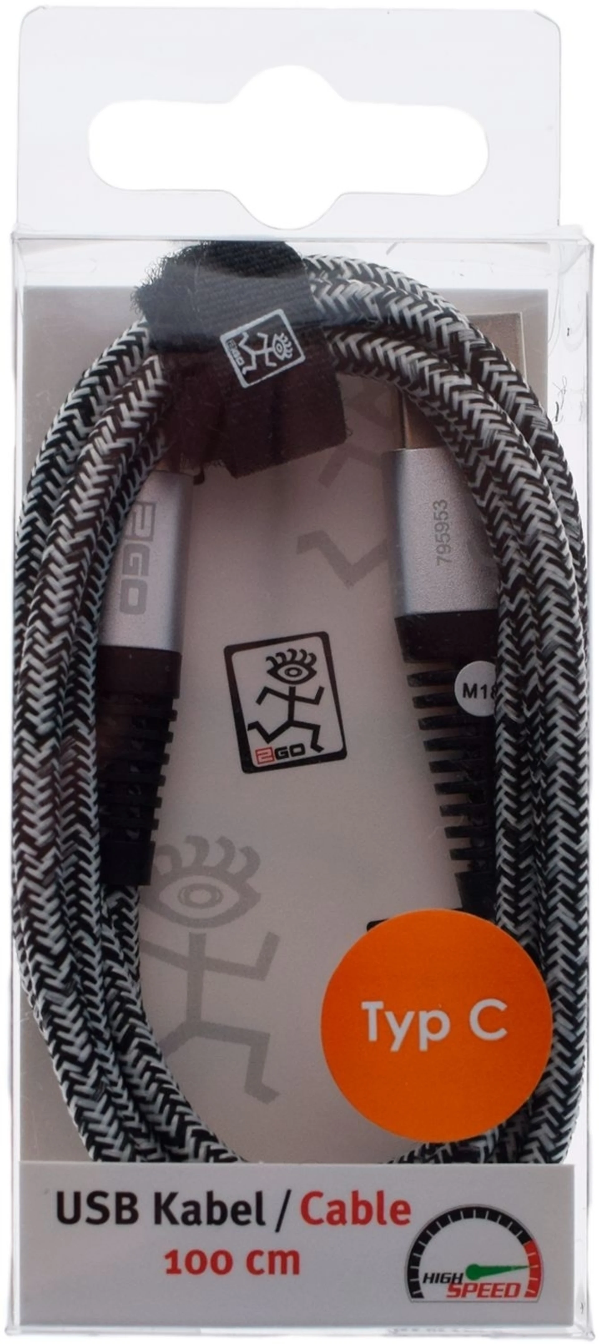2Go USB Datenkabel Typ C 1 Meter silber