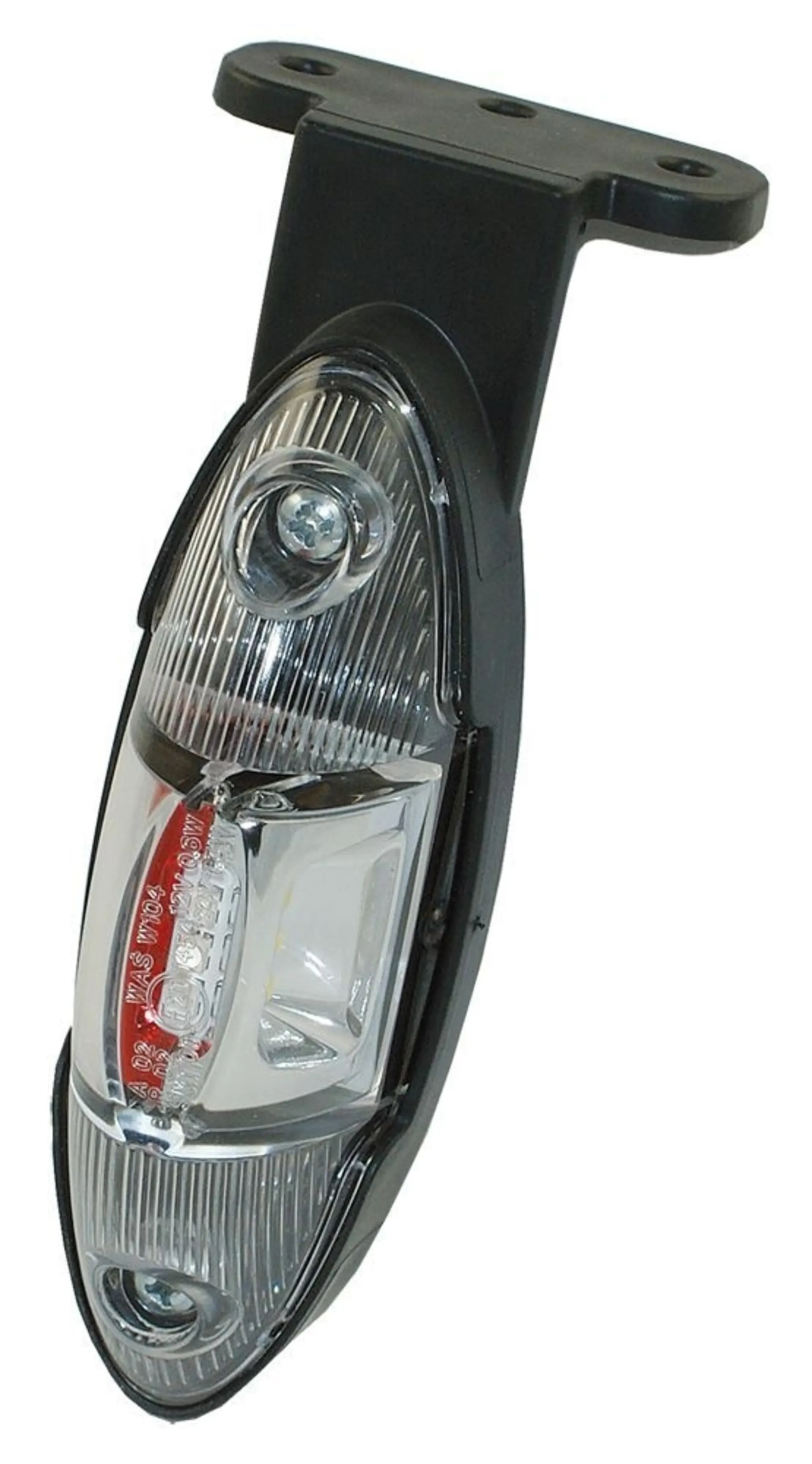 WAS - LED-Umrissleuchte rt/or/ws 12/24V R 121x38mm, rechts, Halter 90° abgewinkelt