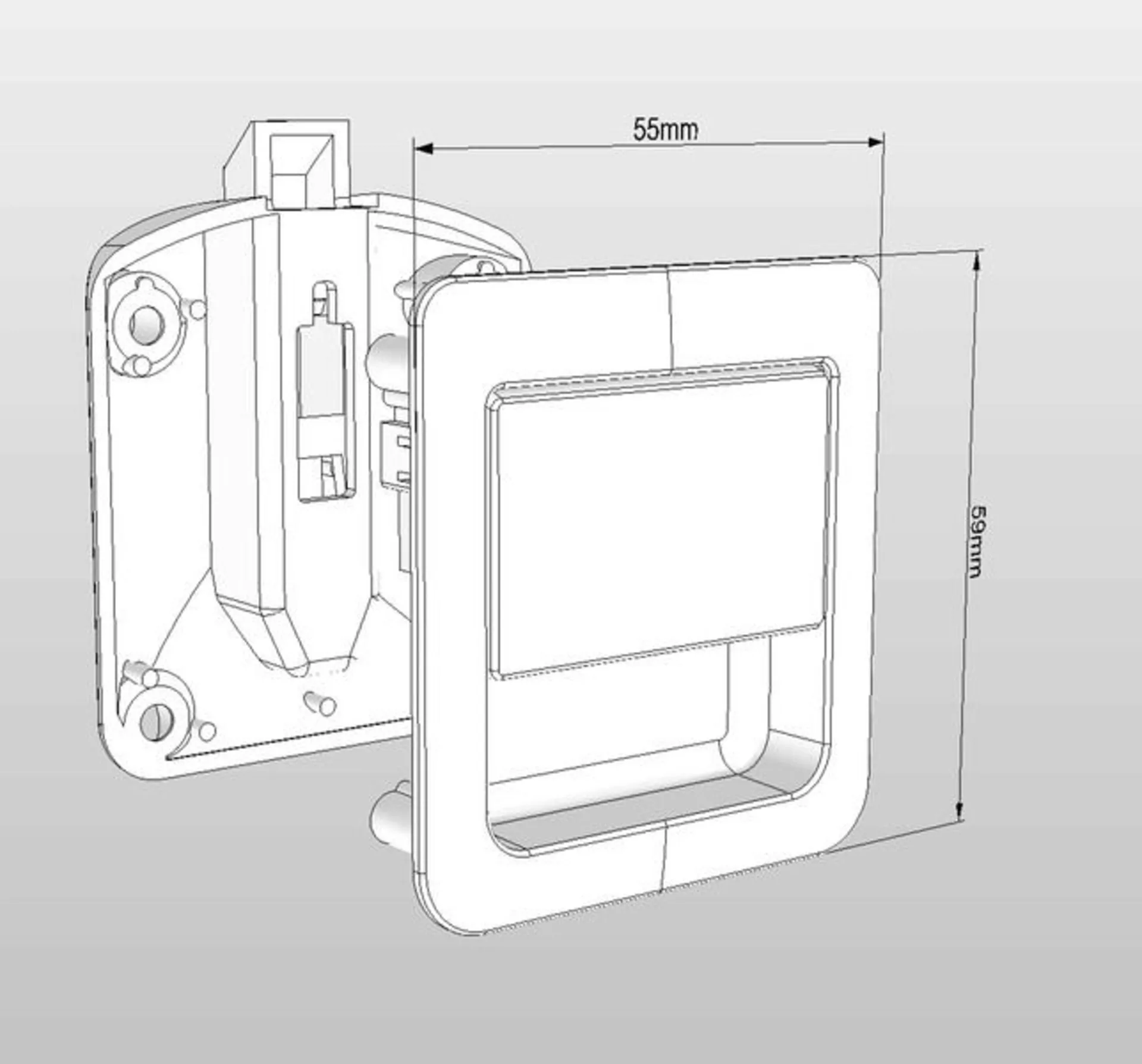 Türschloss 55x59mm satin chrom Türstärke 12-18mm,