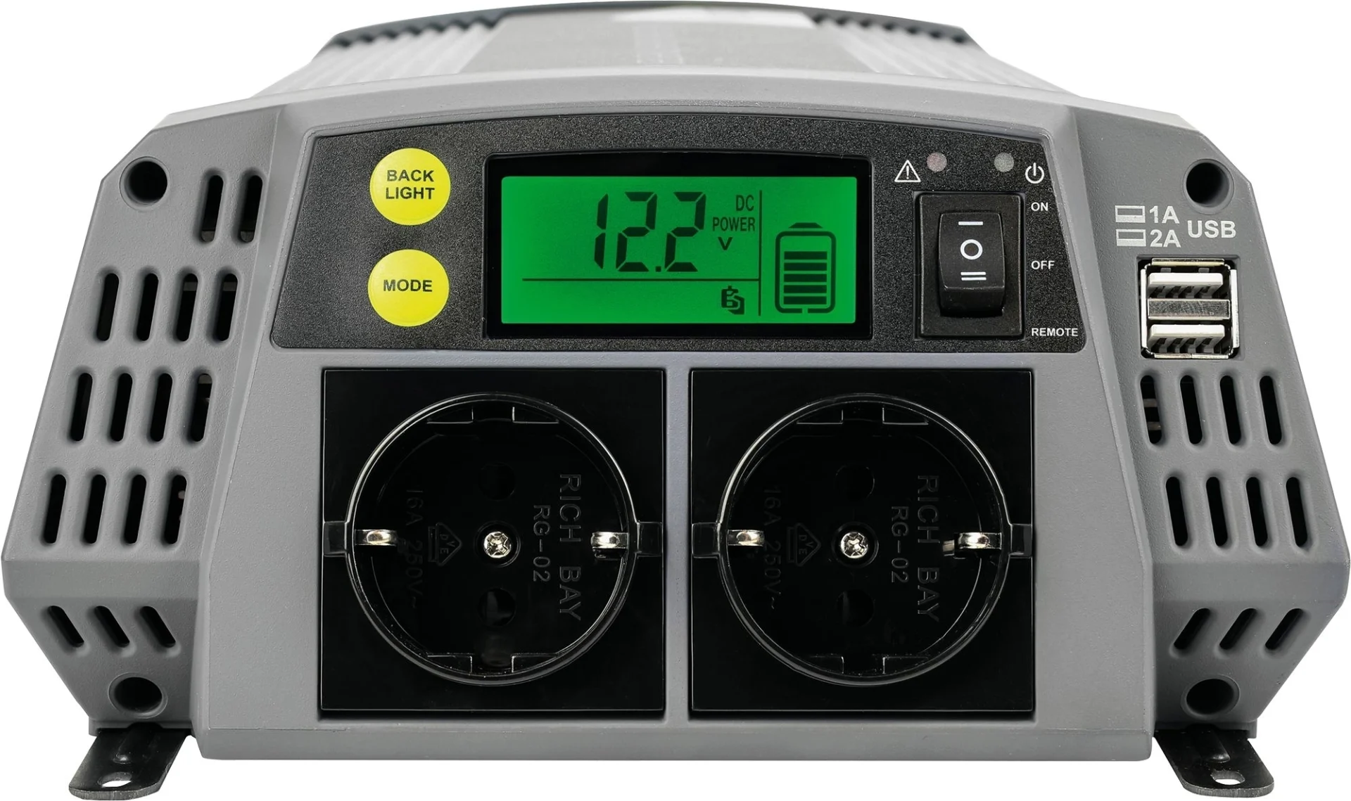 ProUser PSI600 Wechselrichter Reine Sinusspannung 12 V auf 230 V mit LCD Anzeige 60 A 600 W