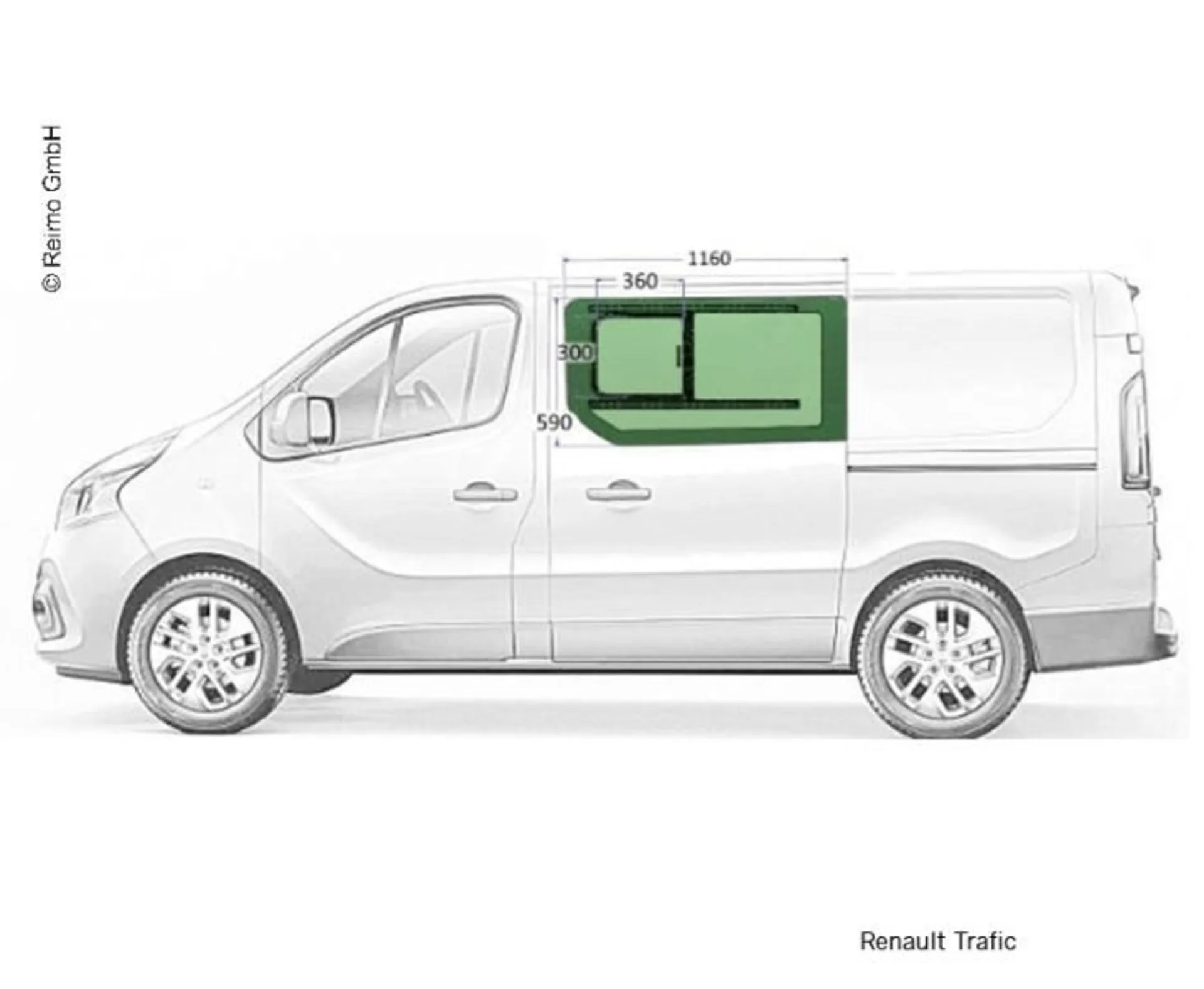 Austausch-Schiebefenster für VW T5 und T6, rechte Fahrzeugseite