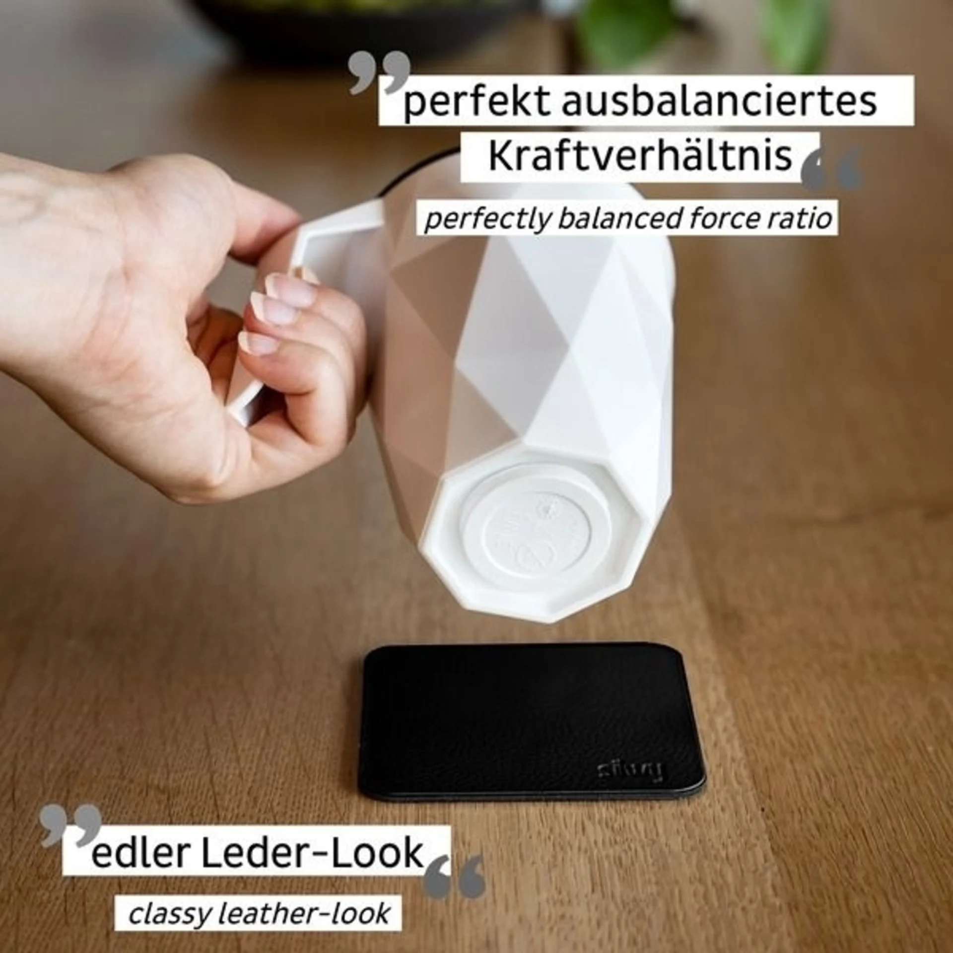 Kunststoff Henkel-Tasse TO GO mit Deckel und Nano-Gel-Pad, 0.3l, schwarz