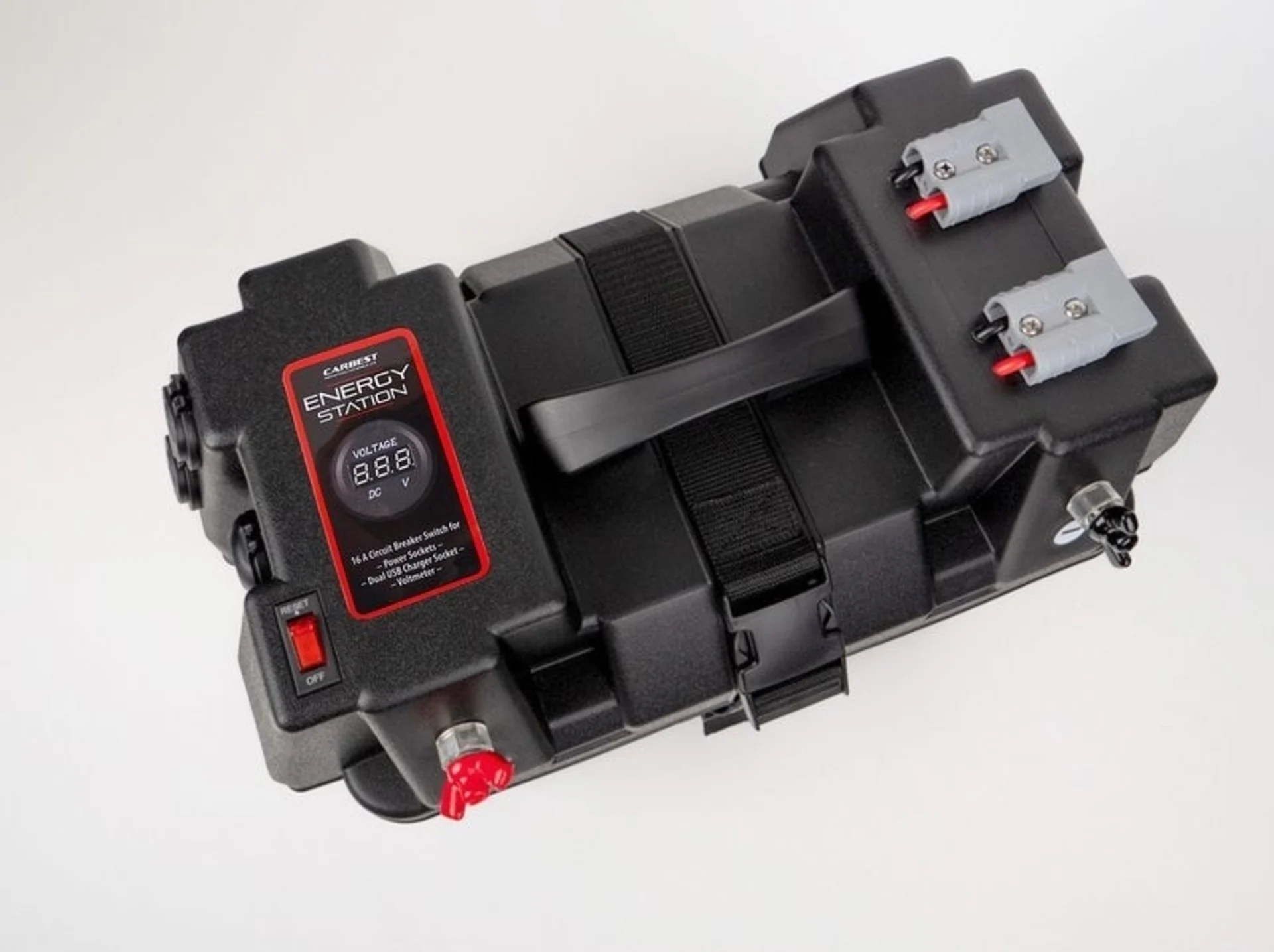 Carbest Batteriebox Energy-Station mit Aussenklemmen und Multifunktionsanschlüssen
