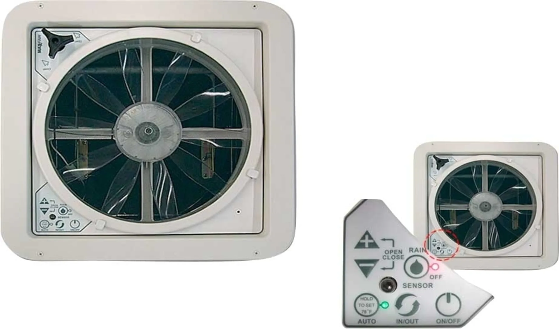 Airxcel Maxxfan Deluxe Dachhaube / Ventilationssystem 12 V 40 x 40 cm schwarz
