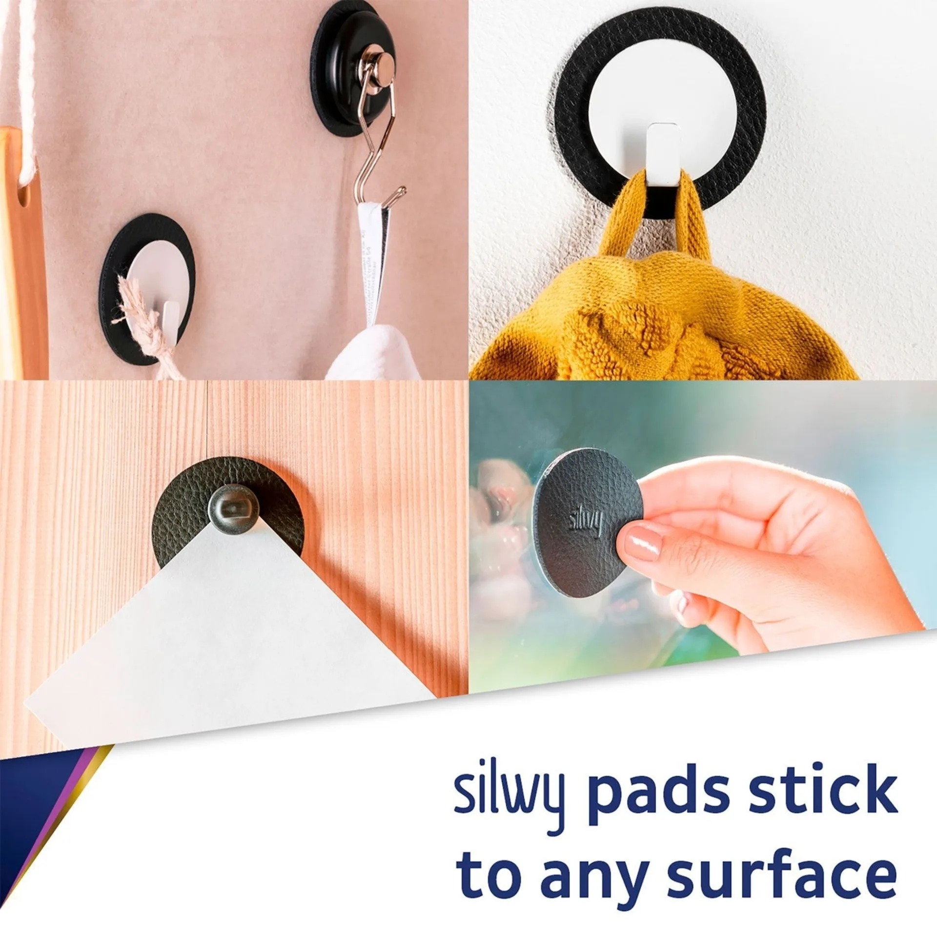 silwy® Clever Crochet magnétique incl. métal Nano Gel Pad Blanc / Blanc