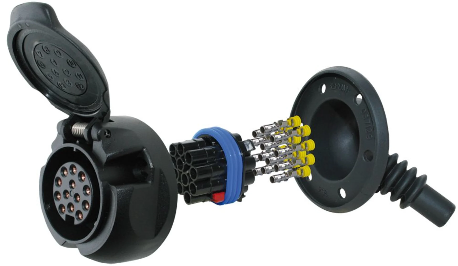 Steckdose 13-pol. 12V * wasserdicht * DIN72570 / ISO11446 / IPX9K