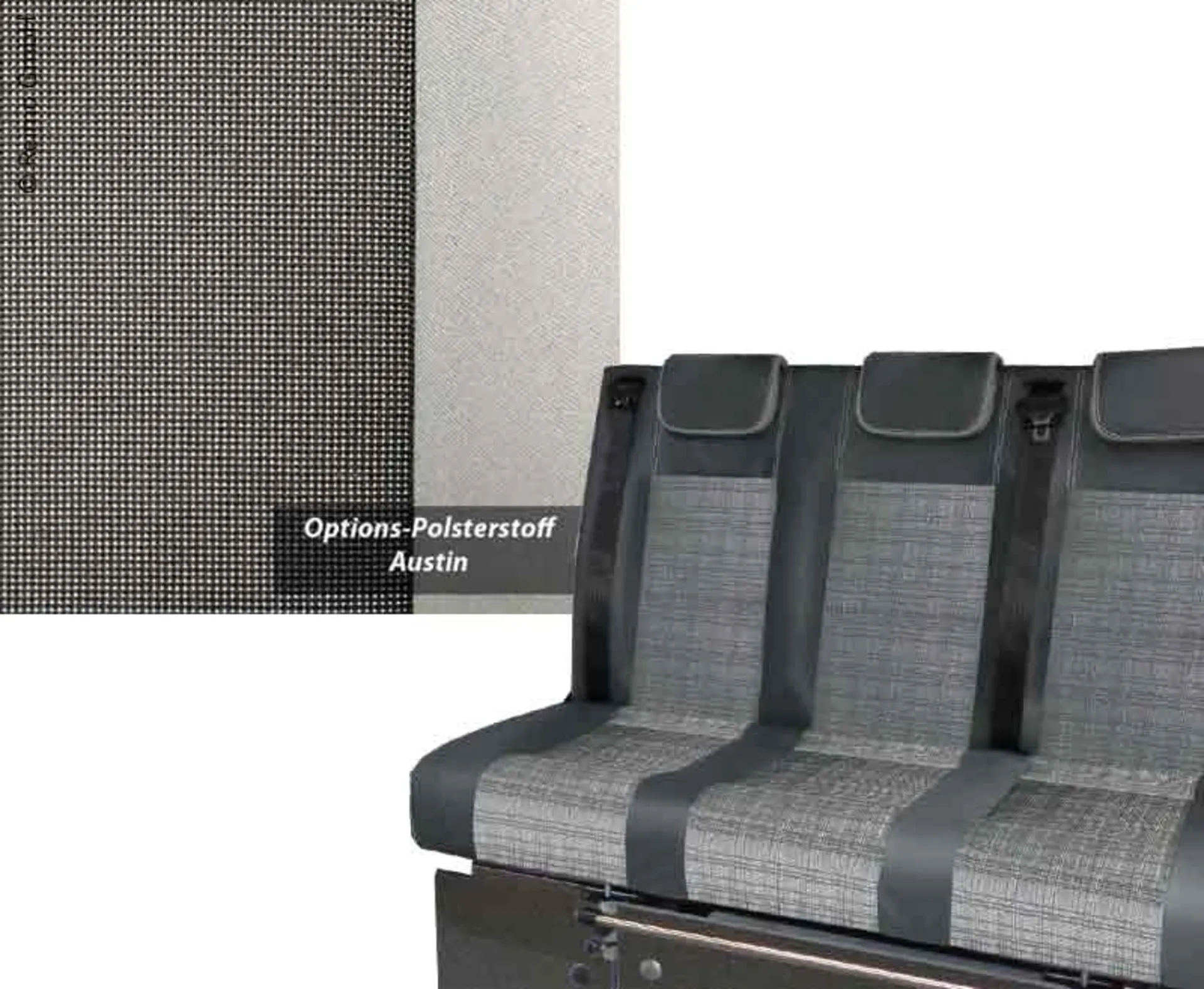 Banquette-lit VW T5 V3100 taille 14, fixe, 3 places, rembourrage Austin T5 bicolore, conduite à droite.