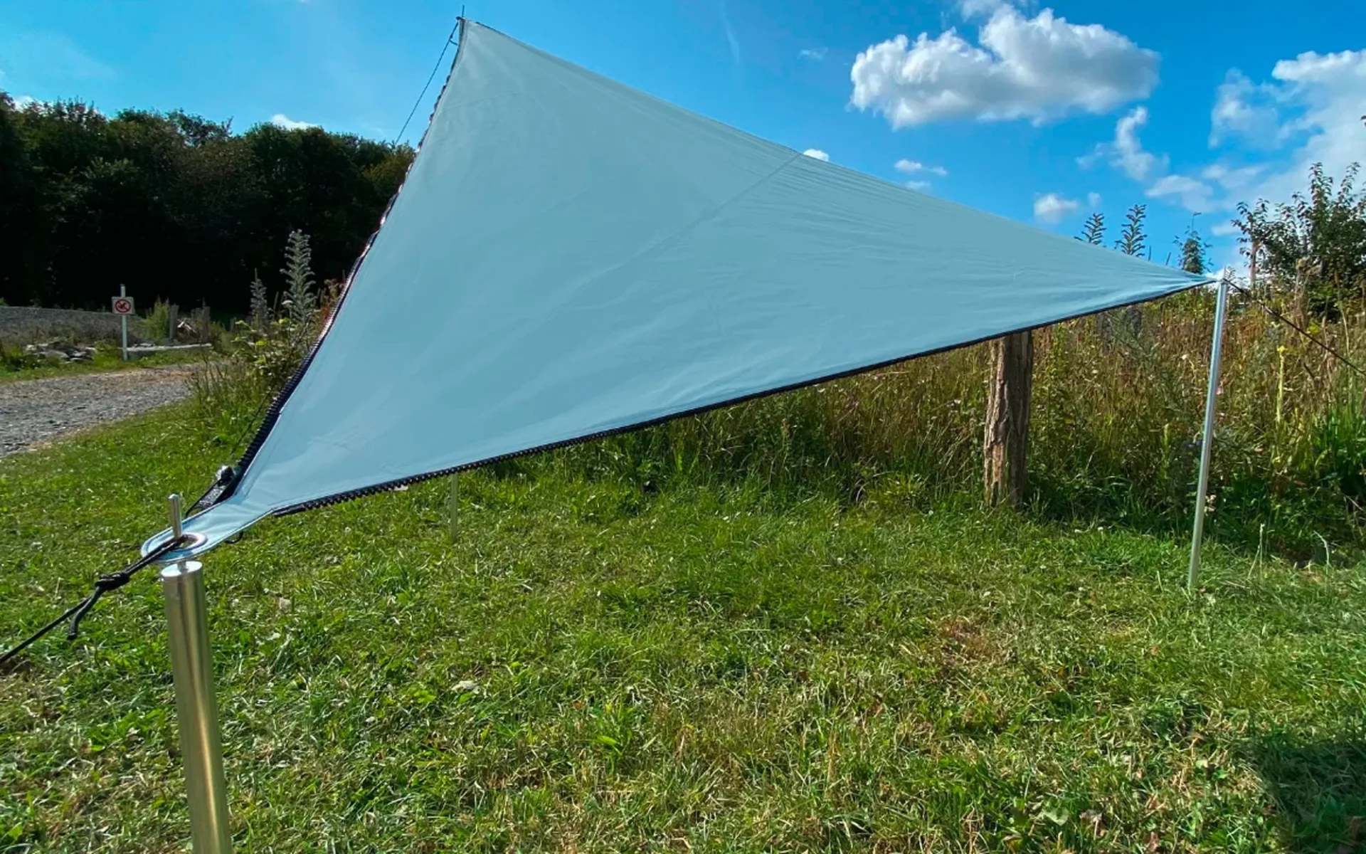 Voile d'ombrage Bent TC-Zip-Canvas Single en tissu mélangé coton, couleur Sky Grey
