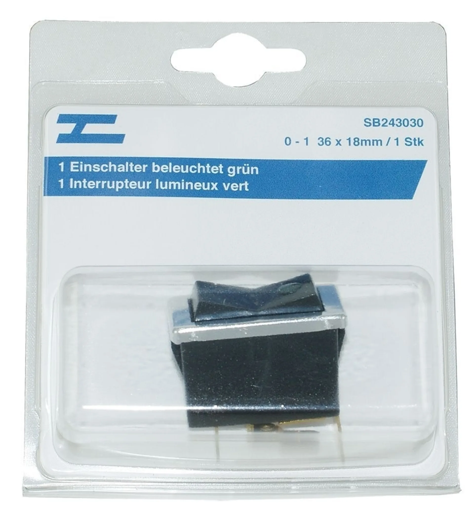 Interrupteur éclairé vert BA 9s 12V 2W